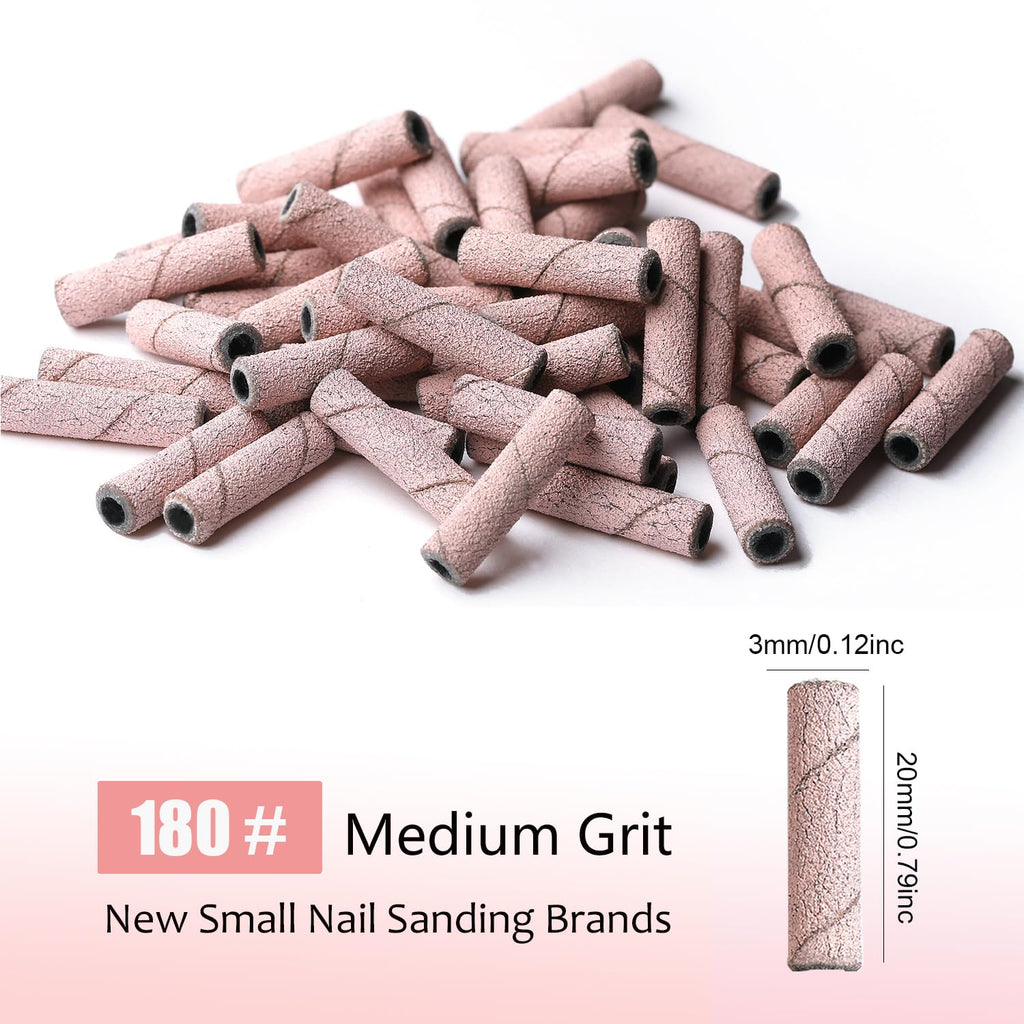 ASWEINA 50pcs Nail Drill Bits Set – Upgraded 3.1mm Mandrel, 20mm Sanding Bands, Pink