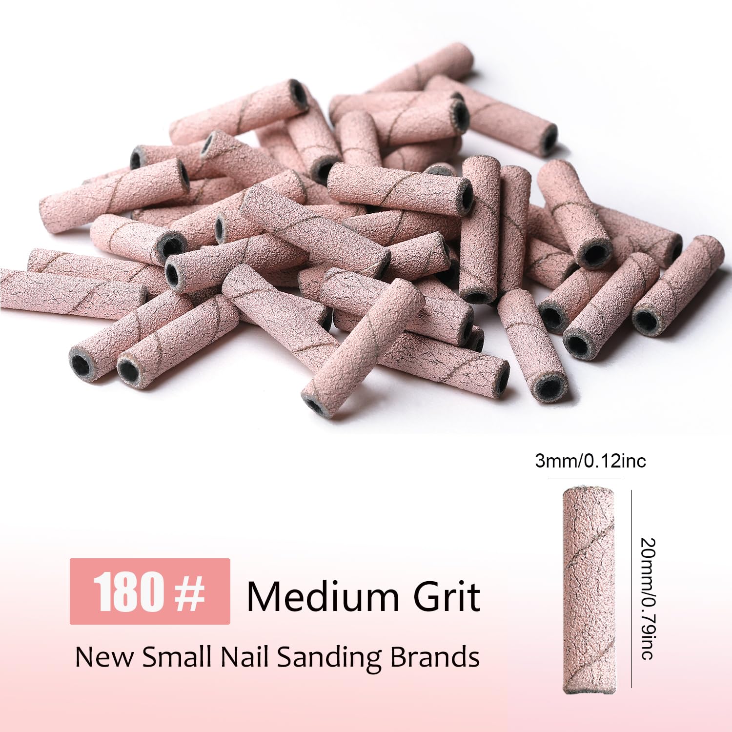 ASWEINA 50pcs Nail Drill Bits Set – Upgraded 3.1mm Mandrel, 20mm Sanding Bands, Pink