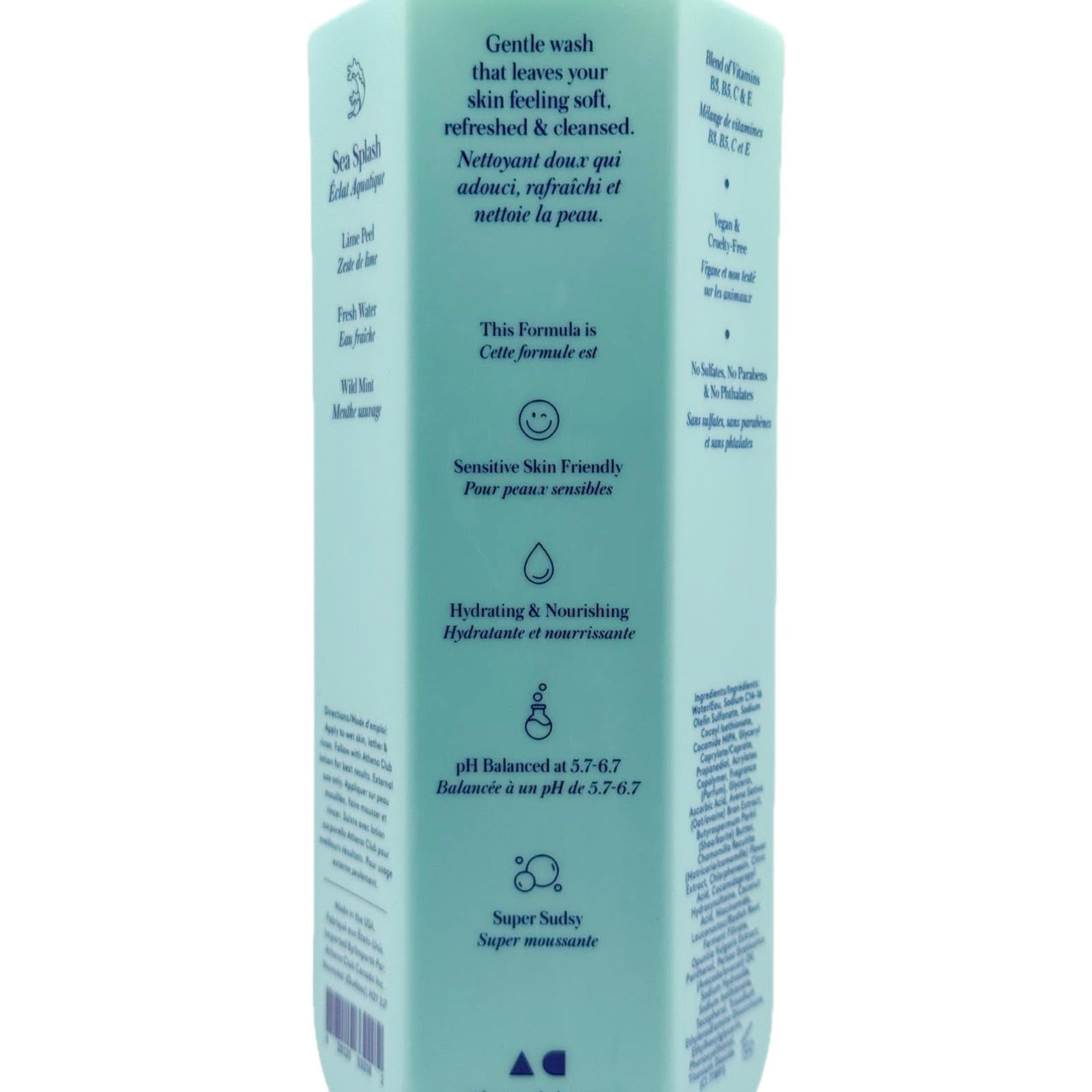 Athena Club Sea Splash Body Wash | Gentle Hydration for Sensitive Skin | 17 oz