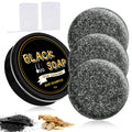 Atsy Gray Hair Bar Soap – Natural Black Soap for Gray Hair Coverage, Ginseng & Black Sesame (3PCS)