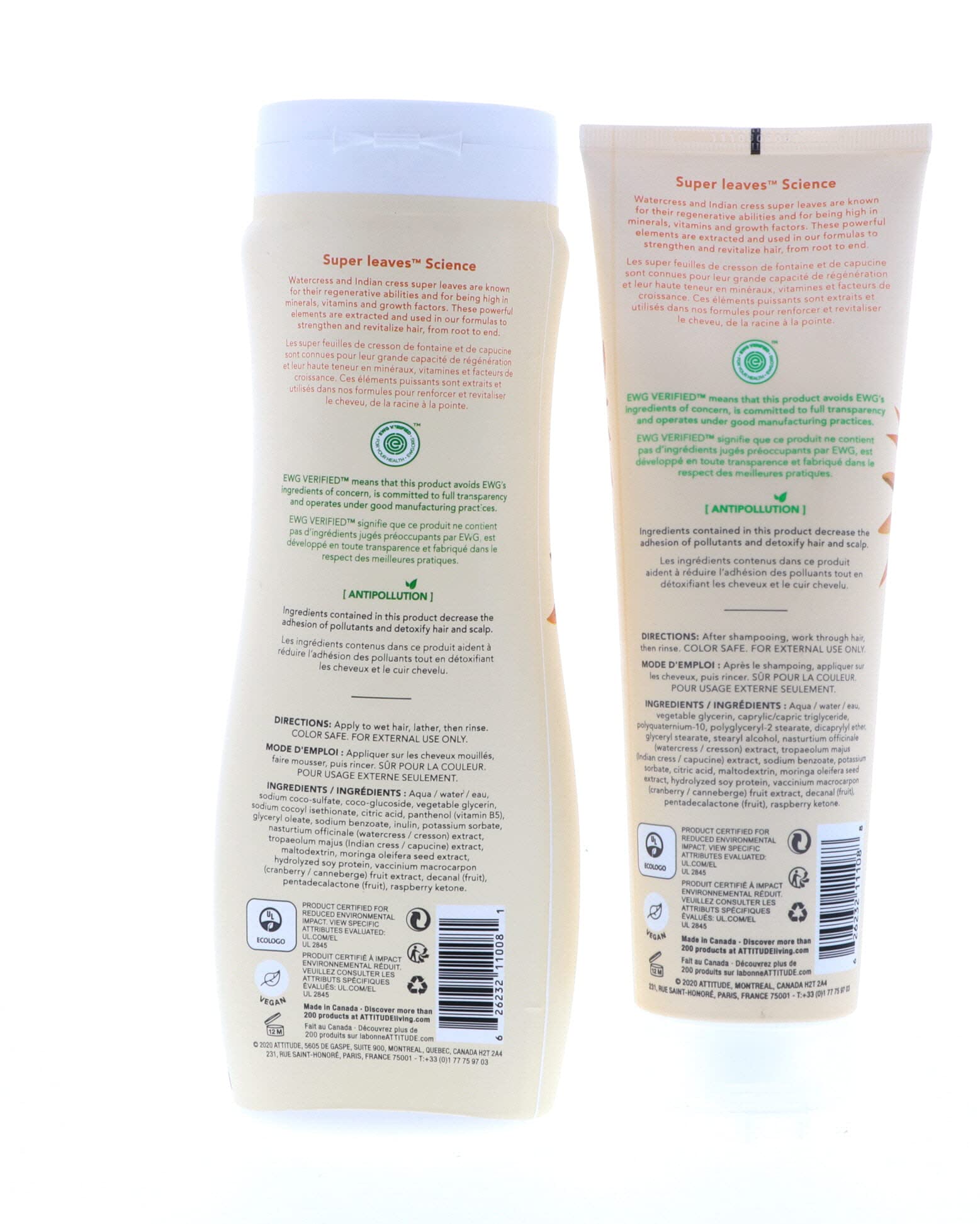 ATTITUDE Super Leaves Volume & Shine Shampoo & Conditioner Bundle – Soy Protein, Cranberries, Vitamin B5 | 16 oz + 8 oz