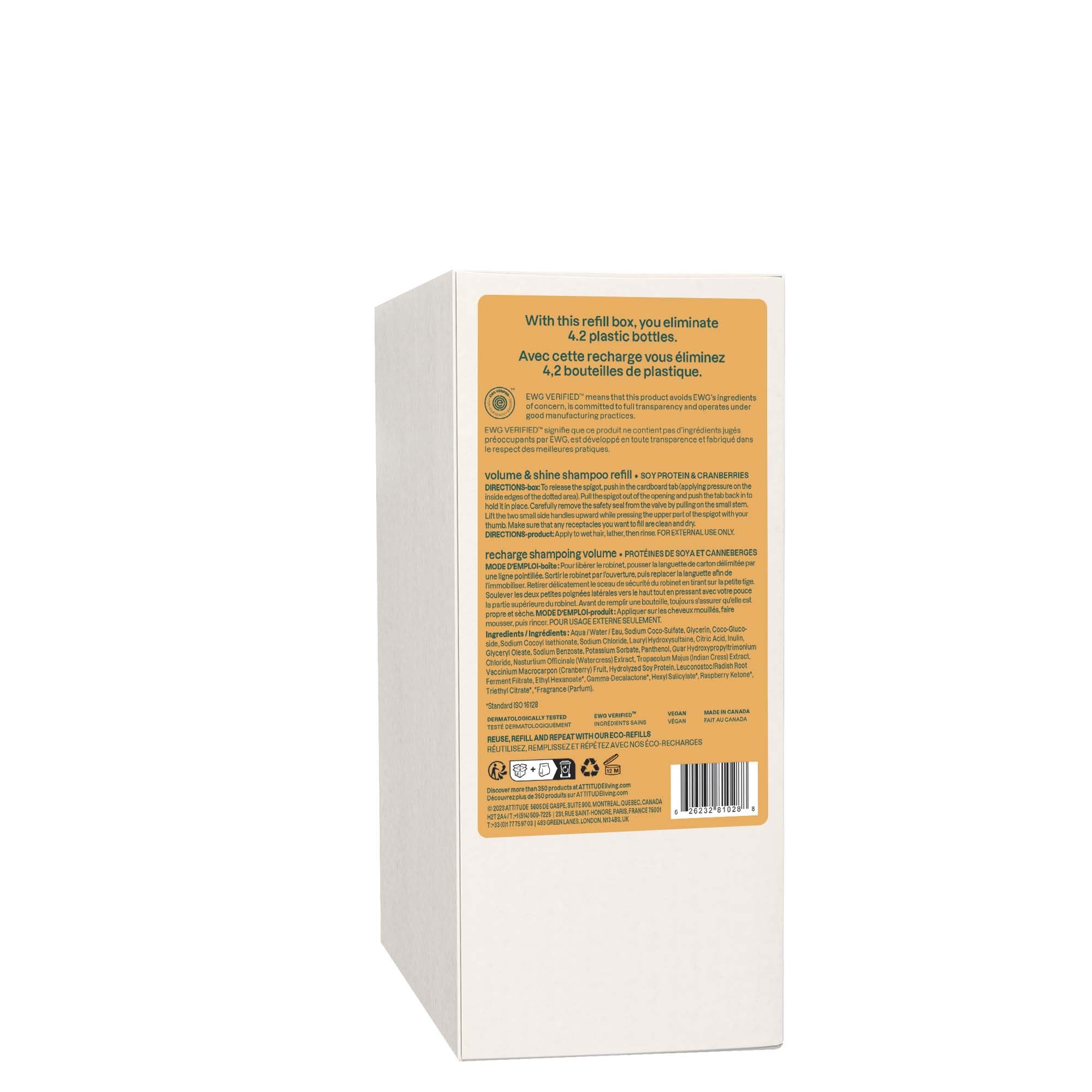 ATTITUDE Volume and Shine Shampoo – EWG Verified, Fine Hair, 67.6 oz Bulk Refill | Vegan & Plant-Based