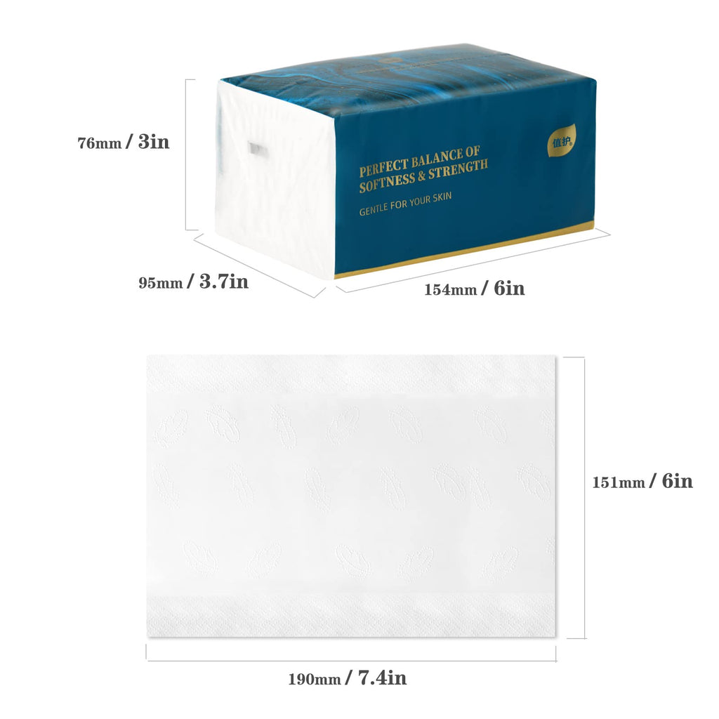 Aturmon Small Soft Facial Tissue — 4-Ply, 4 Packs, 1,920 Sheets, Bag Cover
