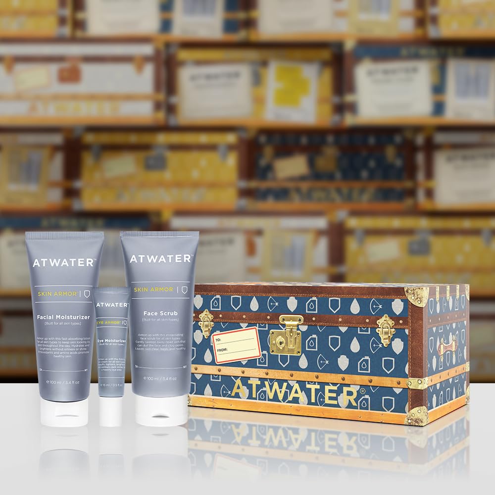 ATWATER Midnight Voyage Gift Set – 3-Piece Men’s Skincare Kit (Face Scrub, Eye Cream, Moisturizer)