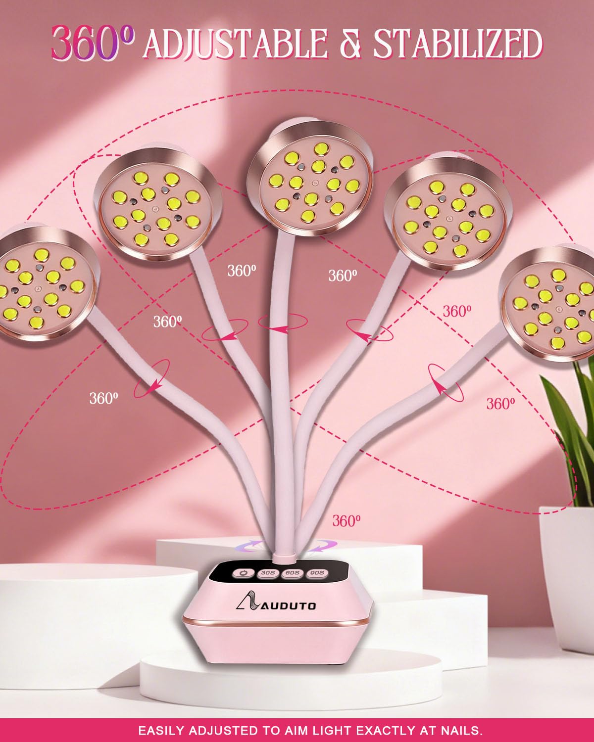Auduto UV LED Nail Lamp 36W – Cordless Gooseneck Mini Dryer with Auto Sensor & Timers