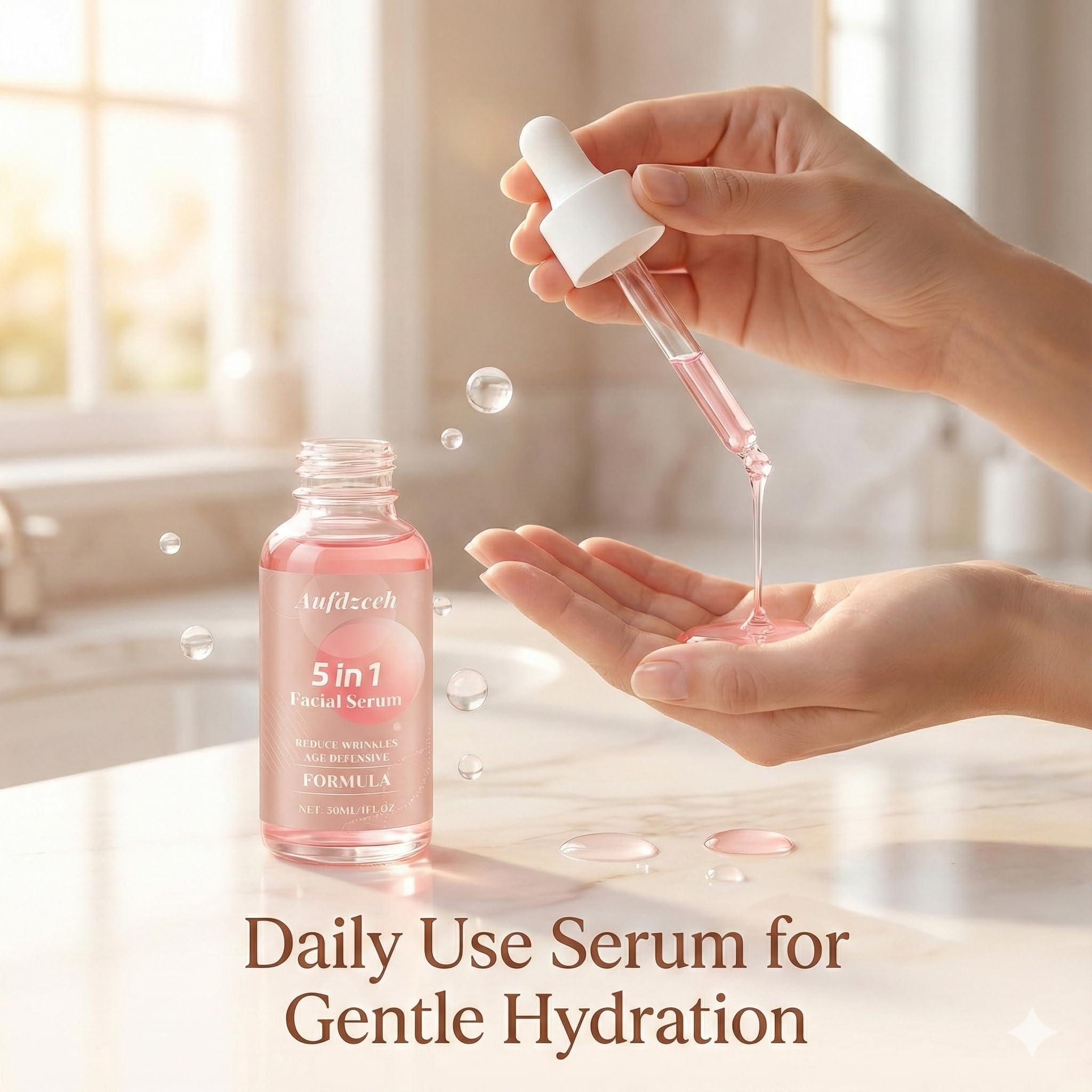 Aufdzceh 5-in-1 Vitamin C Serum | Hydrating Facial Serum with HA, Niacinamide & Collagen
