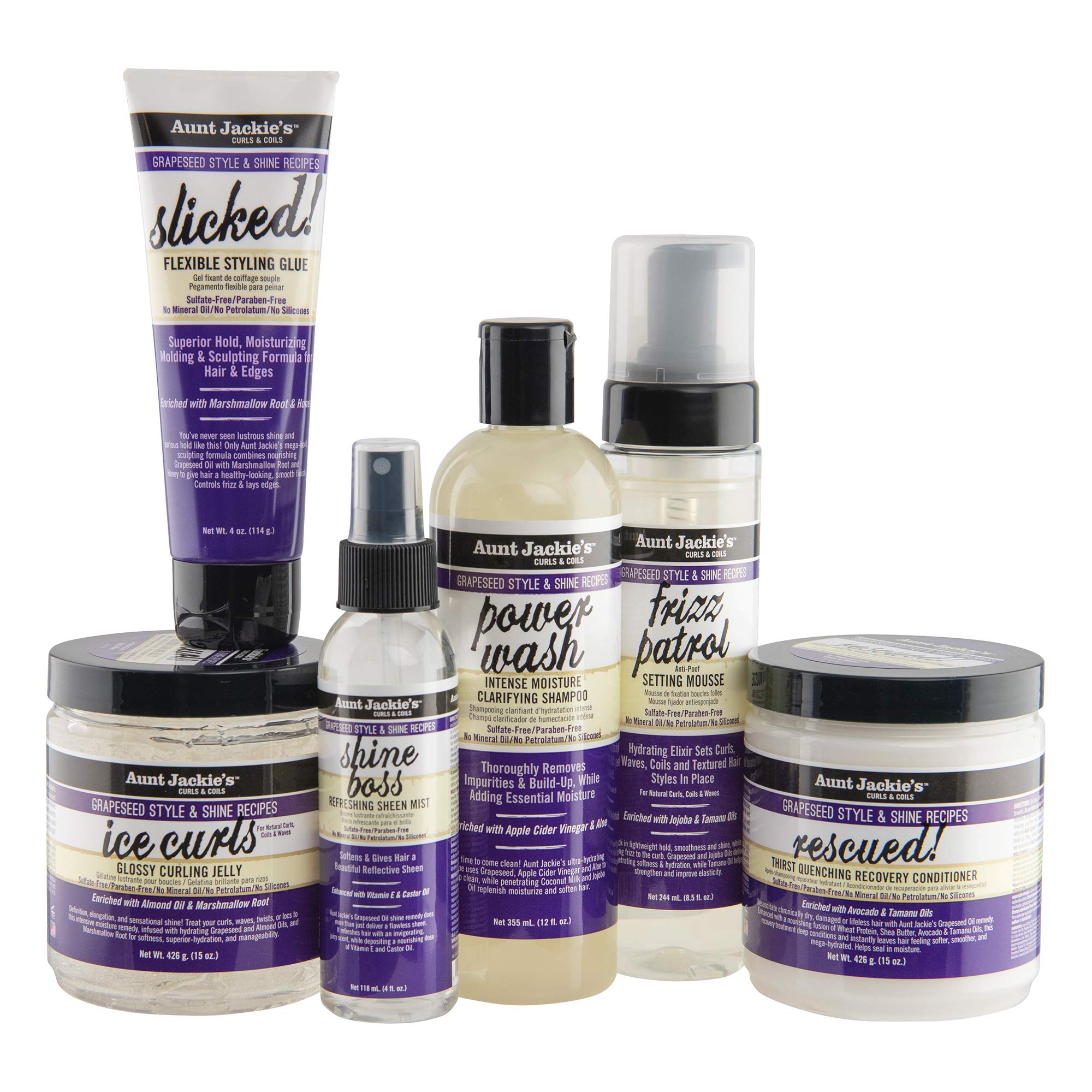 Aunt Jackie's Ice Curls Glossy Jelly – Grapeseed Style & Shine, 18 oz