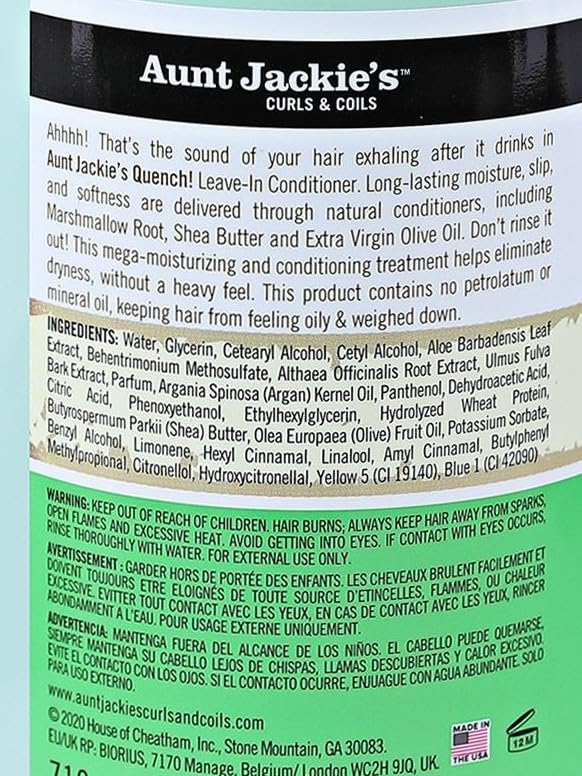 Aunt Jackie's Quench Moisture Intensive Leave-In for Natural Curls & Waves – 16 oz