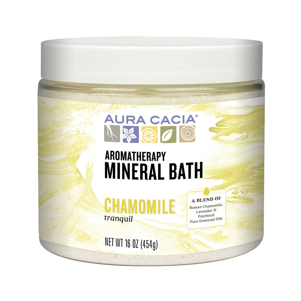 Aura Cacia Aromatherapy Mineral Bath – Tranquil Chamomile Soothing Bath Salts with Pure Essential Oils | 16 oz (Pack of 2)