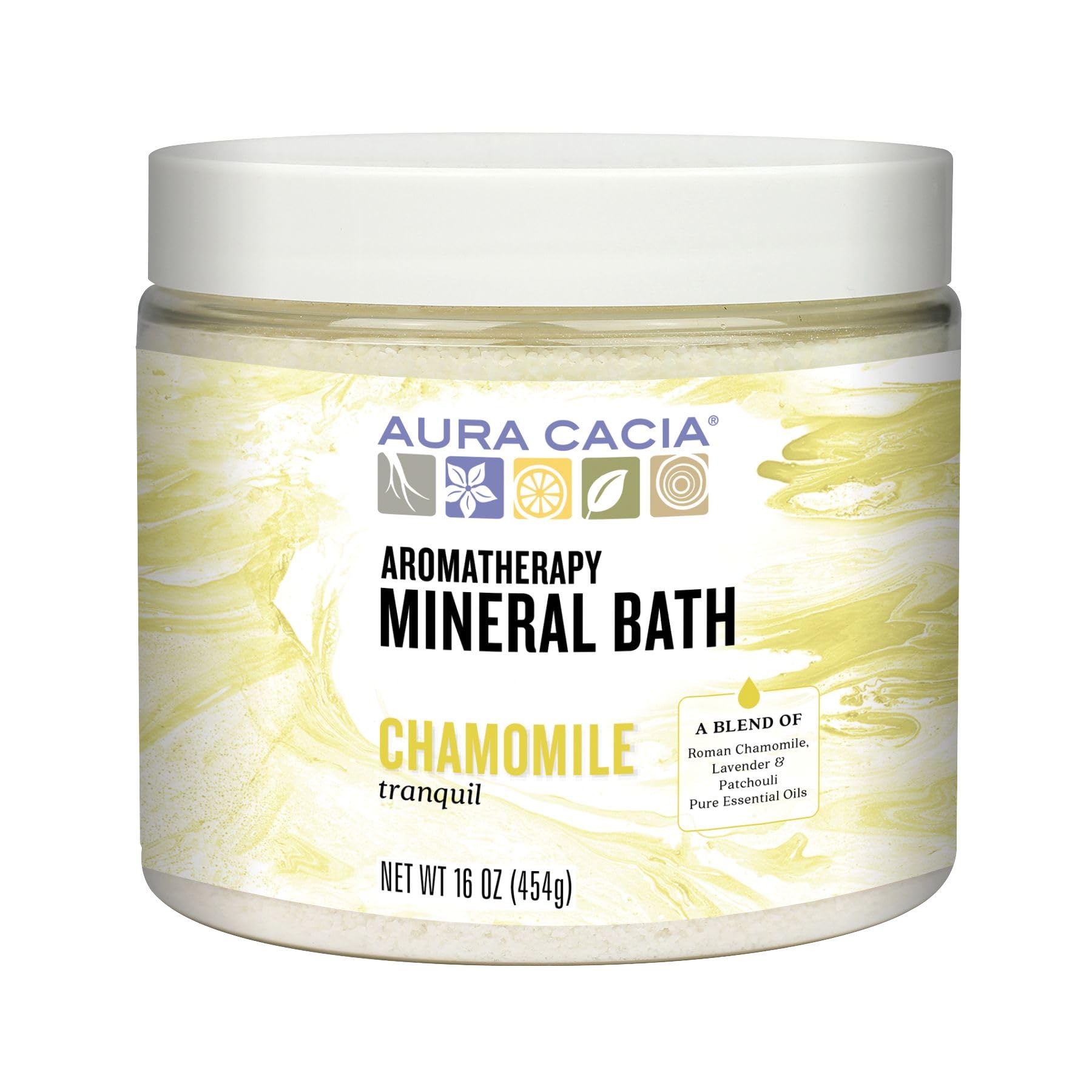Aura Cacia Aromatherapy Mineral Bath – Tranquil Chamomile Soothing Bath Salts with Pure Essential Oils | 16 oz (Pack of 2)