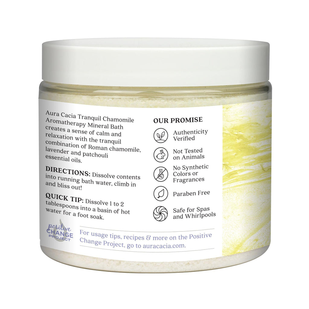 Aura Cacia Aromatherapy Mineral Bath – Tranquil Chamomile Soothing Bath Salts with Pure Essential Oils | 16 oz (Pack of 2)
