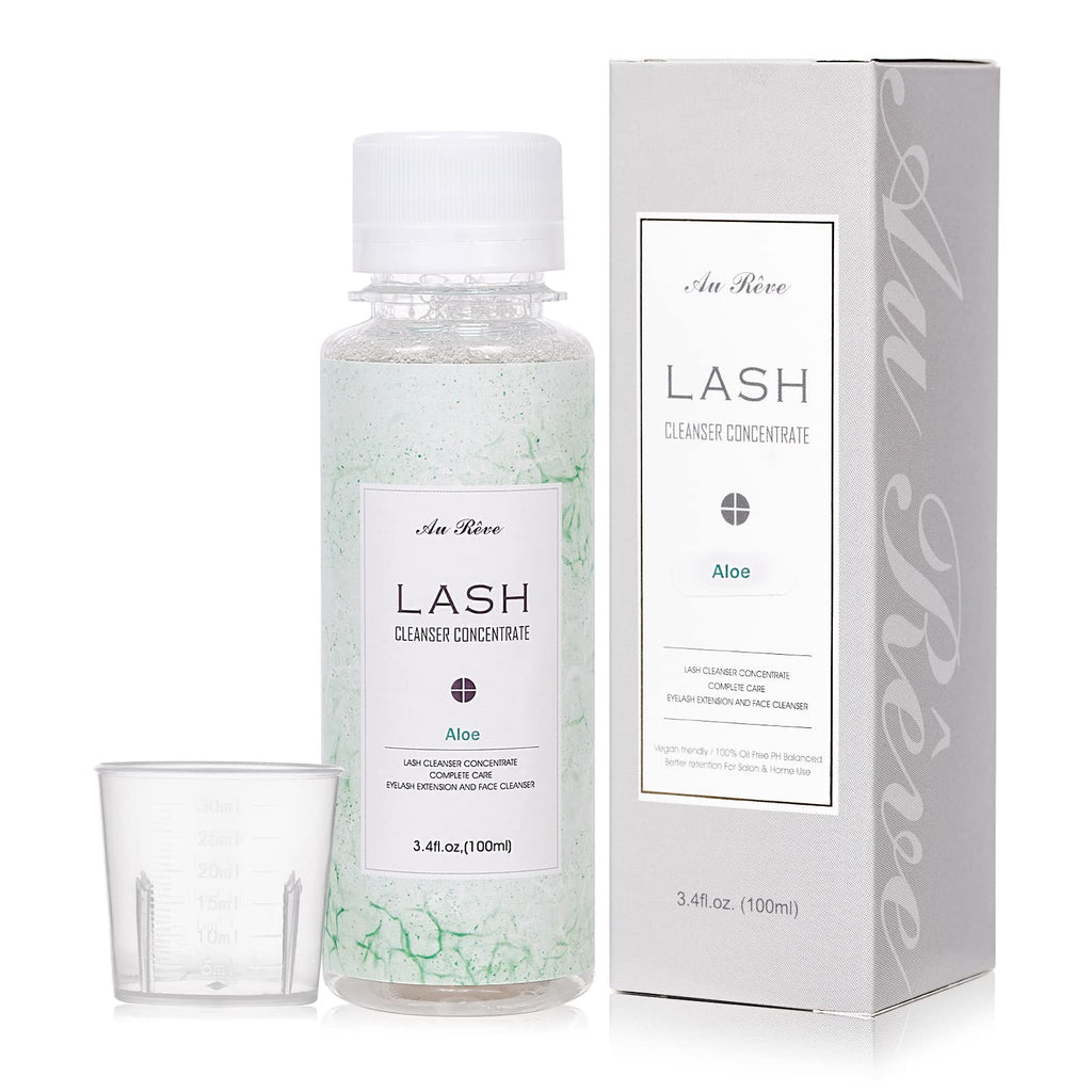 AuReve Eyelash Cleanser Concentrate 100ml – Oil-Free Lash Extension Shampoo for Salon-Quality Home Care