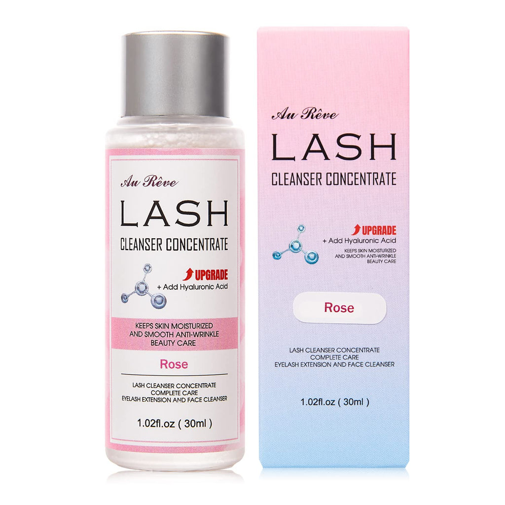 AuReve Lash Shampoo Concentrate 30ml – Dilute to 180ml with Hyaluronic Acid | Rose-Scented, Salon-Grade Lash Cleanser