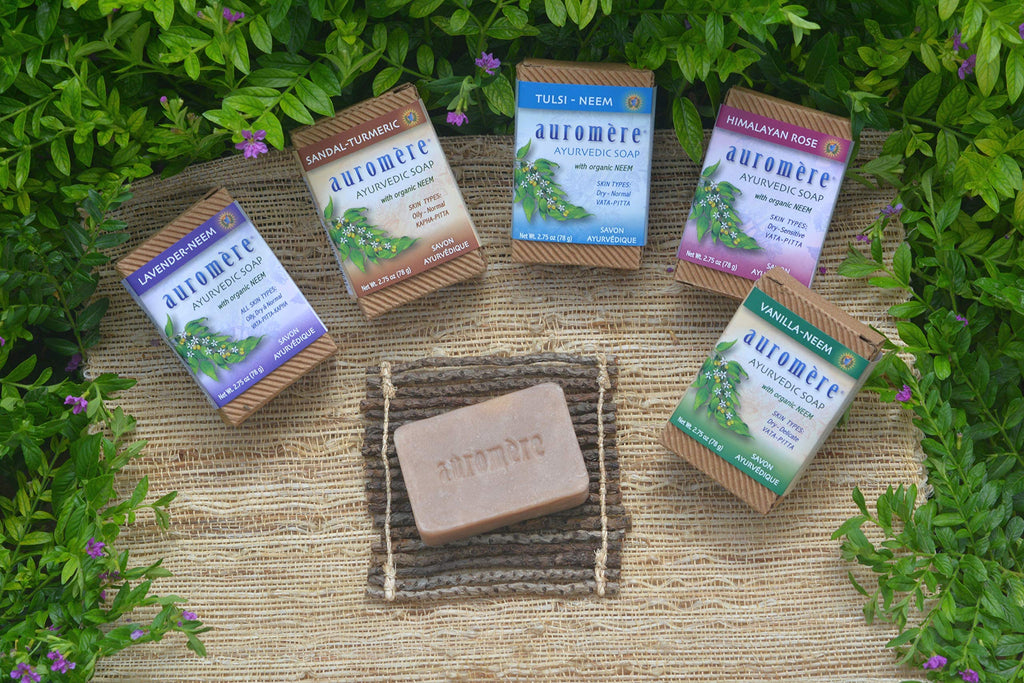 Auromere Lavender Neem Ayurvedic Bar Soap – Eco-Friendly, Handmade, Vegan (2.75 oz each, 4 Pack)