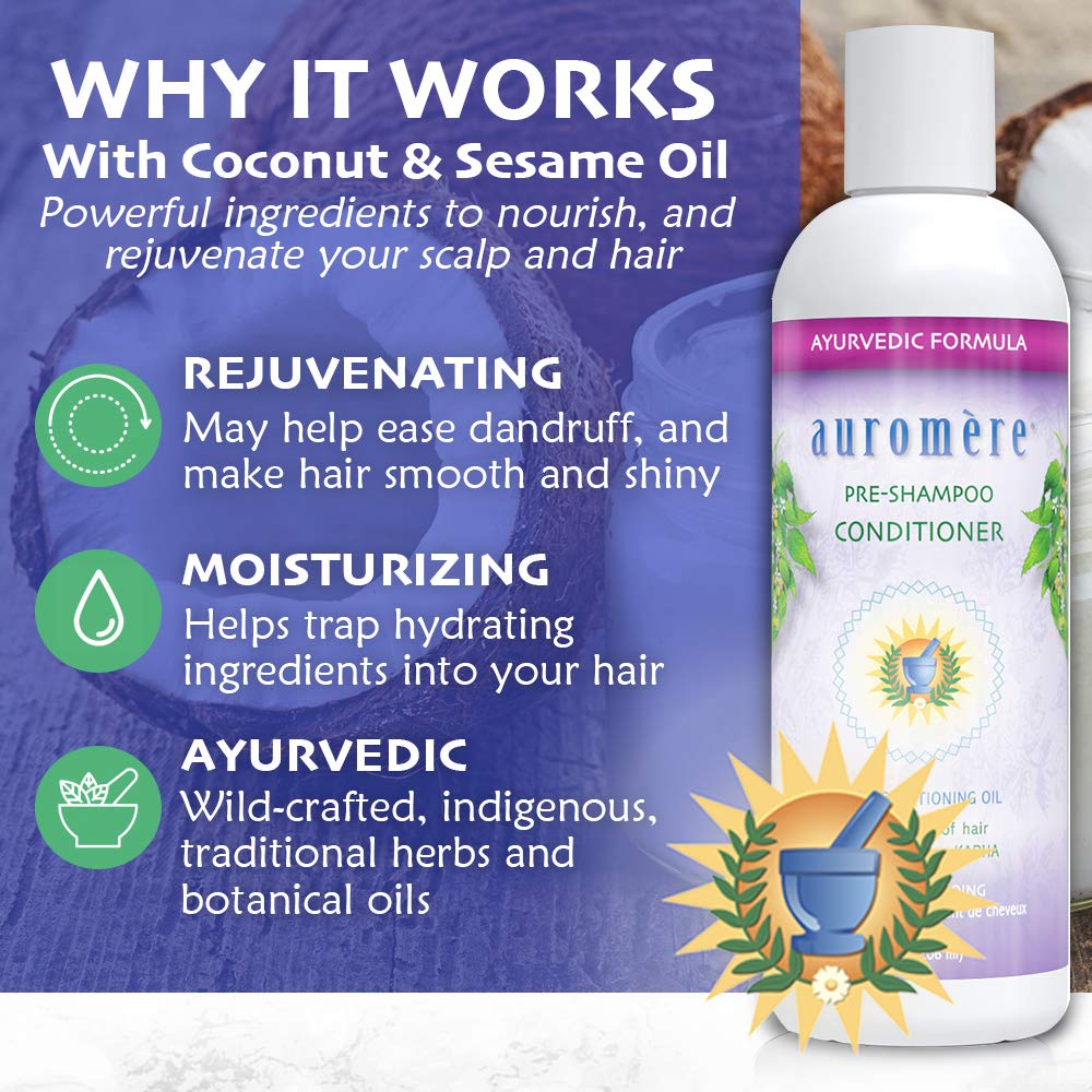 Auromere Ayurvedic Pre-Shampoo Conditioner – Vegan, Cruelty-Free, Non-GMO, Sulfate & Paraben-Free (7 fl oz)