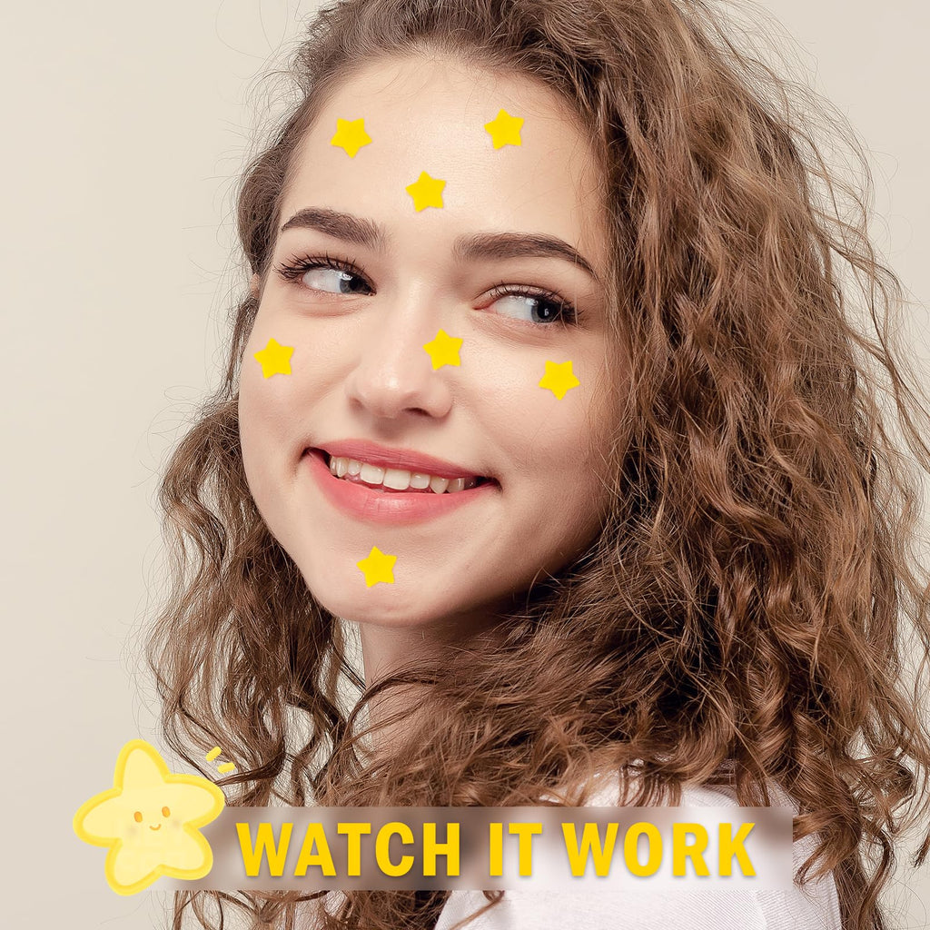 AUSLKA Star Pimple Patches - 150 Count Hydrocolloid Patches with Yellow Star Shape and Mirror