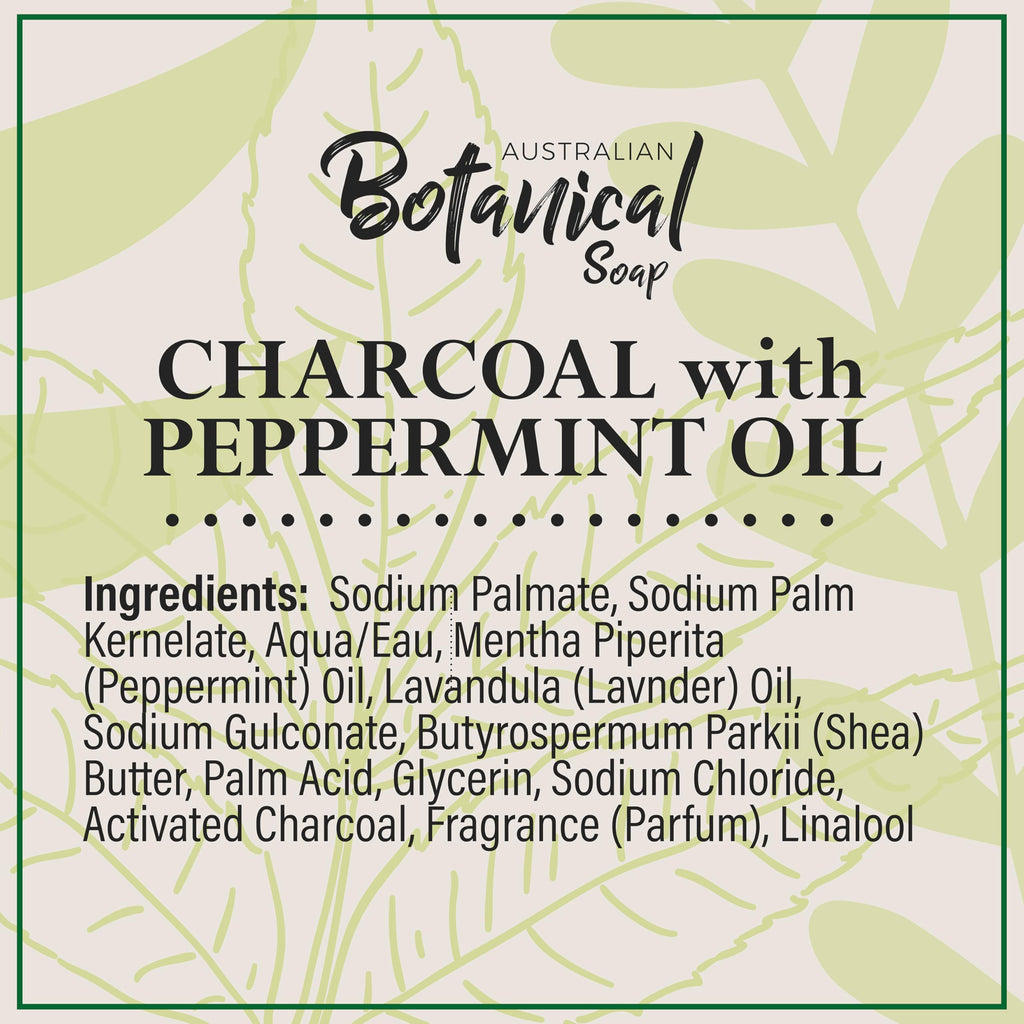 Australian Botanical African Black Soap with Activated Charcoal and Peppermint Oil – 6.6 oz, Pack of 8