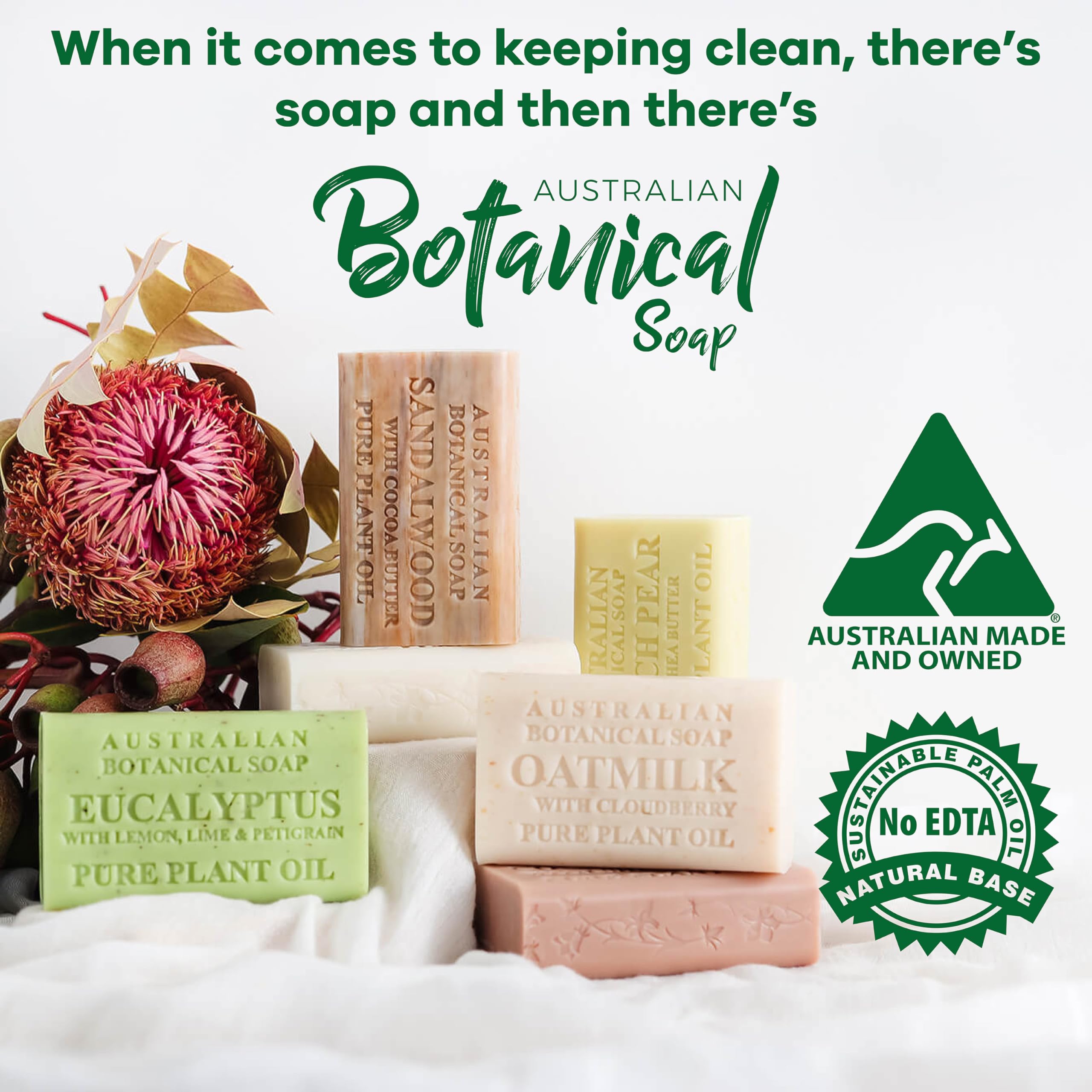Australian Botanical Milk Soap Bars — 6.8 oz Goat’s Milk, Lemongrass, Melon, Raspberry & Shea Butter (Pack of 8)