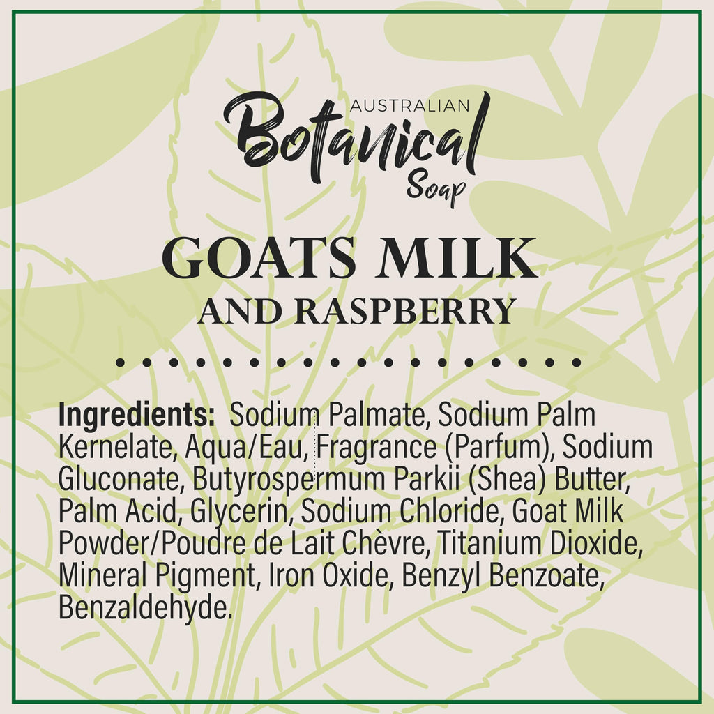 Australian Botanical Goats Milk Soap with Raspberry – 6.6 oz Triple Milled Bars Pack of 8