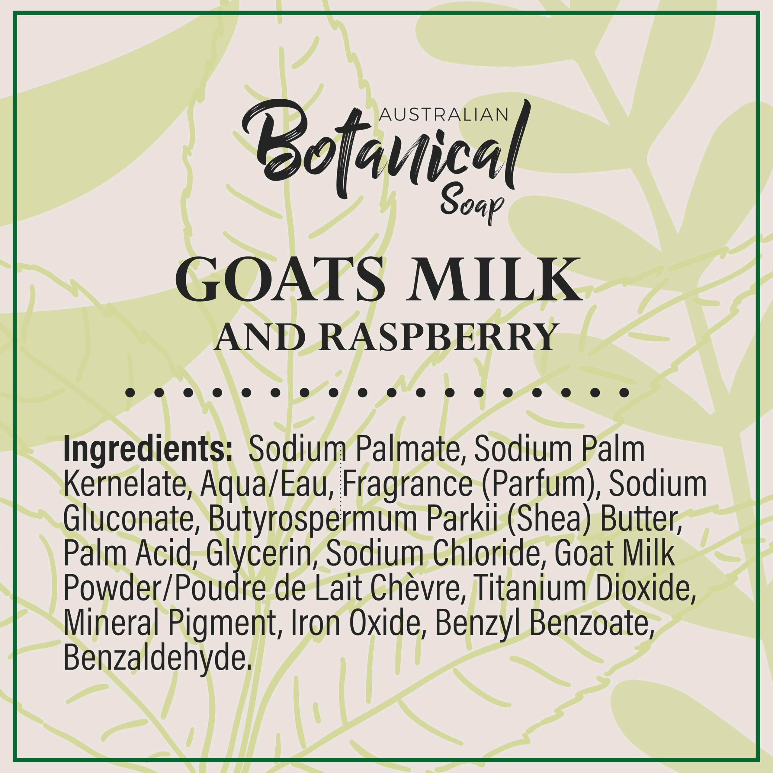 Australian Botanical Goats Milk Soap with Raspberry – 6.6 oz Triple Milled Bars Pack of 8