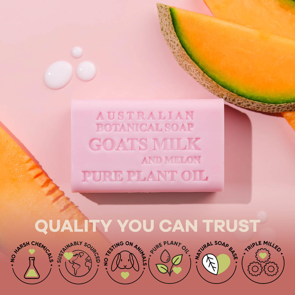 Australian Botanical Soap Goat Milk Melon Bars – 6.6 oz Pack of 8