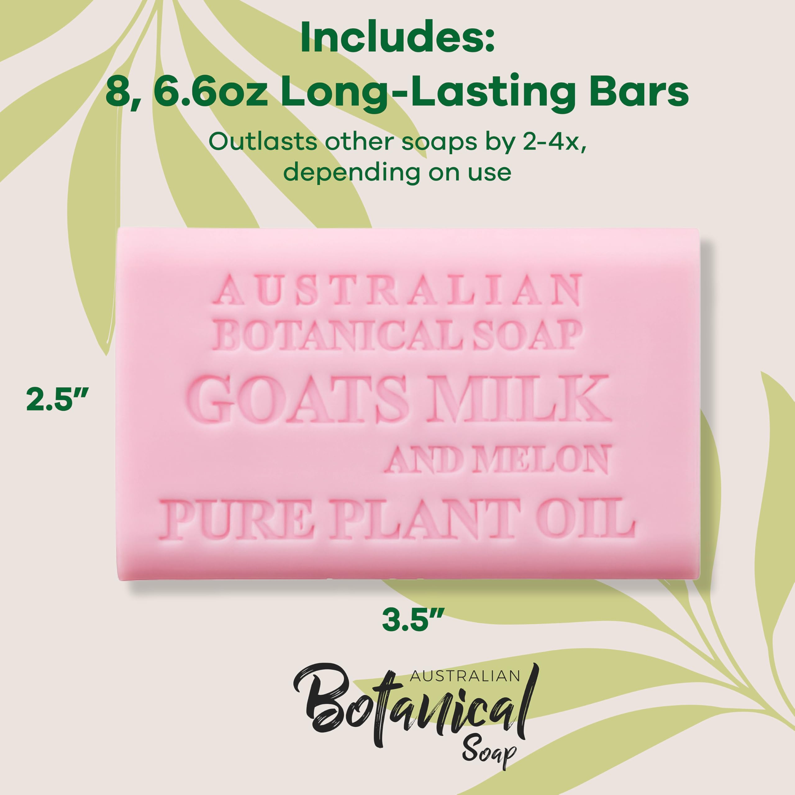 Australian Botanical Soap Goat Milk Melon Bars – 6.6 oz Pack of 8