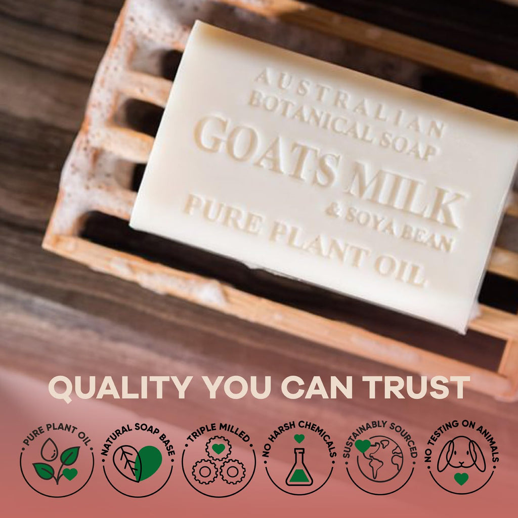 Australian Botanical Soap Goat Milk Soap Bars, 6.6 oz | Pack of 8 with Soya Bean Oil & Organic Shea Butter
