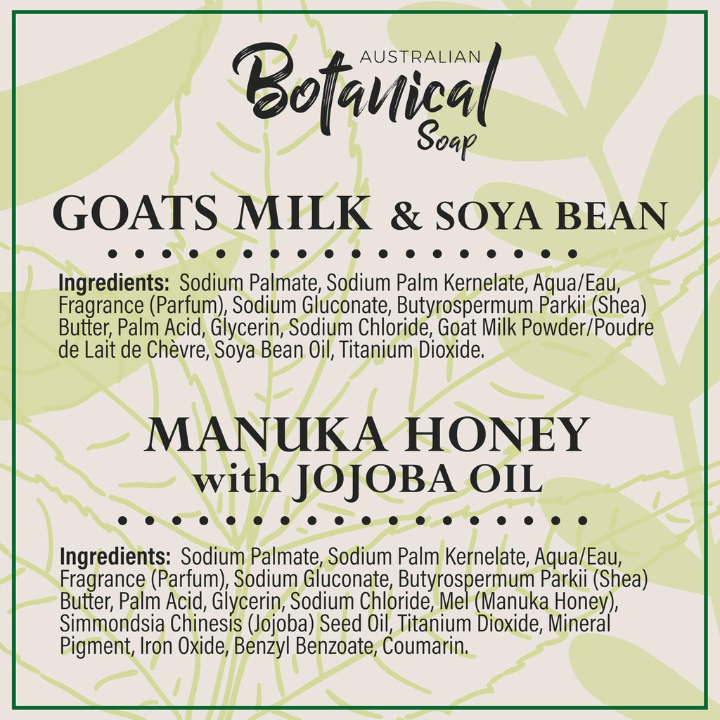 Australian Botanical Goats Milk & Manuka Honey Soap — 6.6 oz Triple-Milled Bars (Pack of 8)