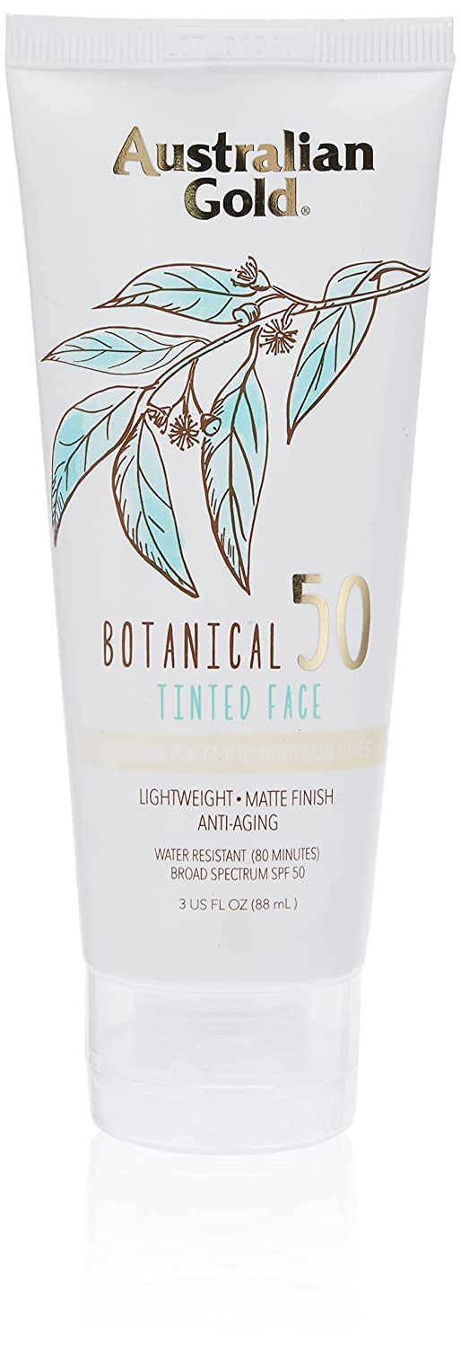 Australian Gold Botanical SPF 50 Tinted Face Mineral Lotion – Broad Spectrum, Water Resistant (3 oz)