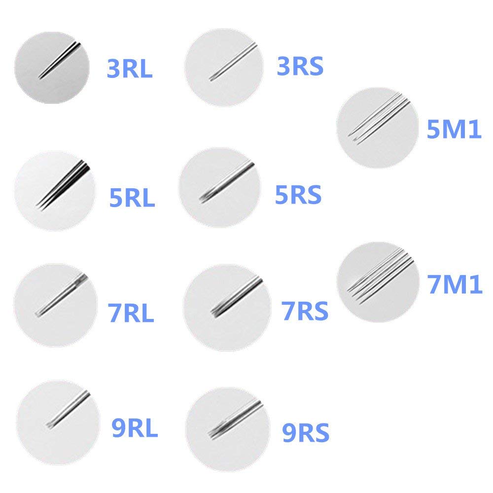 Autdor Tattoo Needles Set 200PCS - Mixed RL, RS & M1 Sterile Disposable Needles for Tattoo Guns