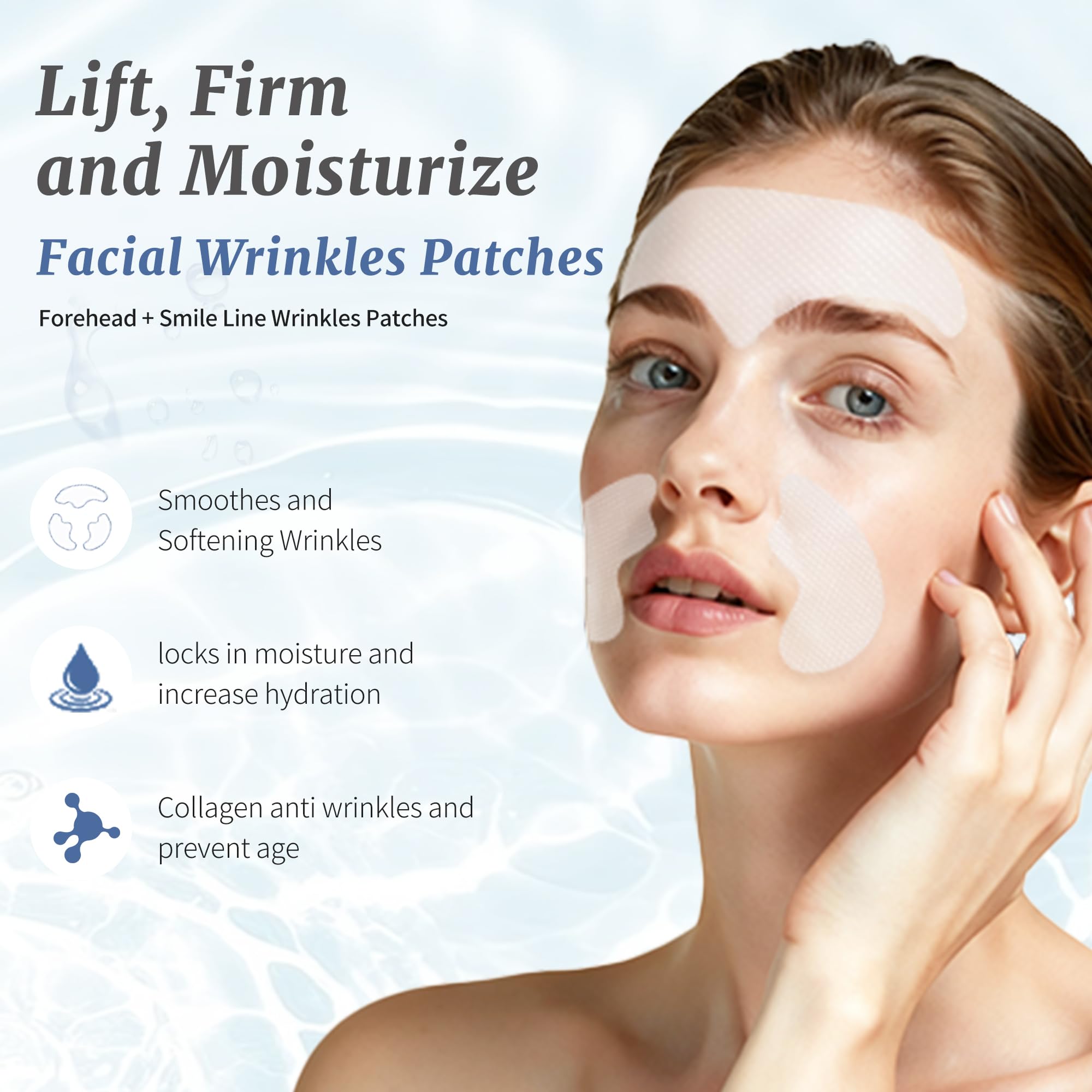 Auteek Forehead & Smile Line Patches Overnight – Hydrating Collagen Hydrogel