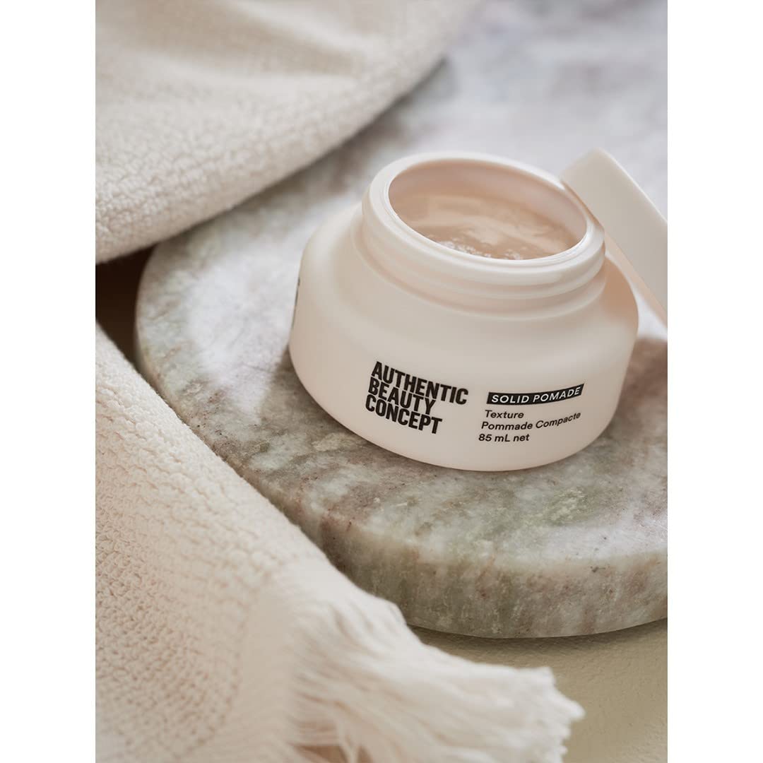 Authentic Beauty Concept Solid Pomade | Medium Hold, Shiny Finish | vegan & Cruelty-Free | All Hair Types | Silicone-Free | 2.9 oz