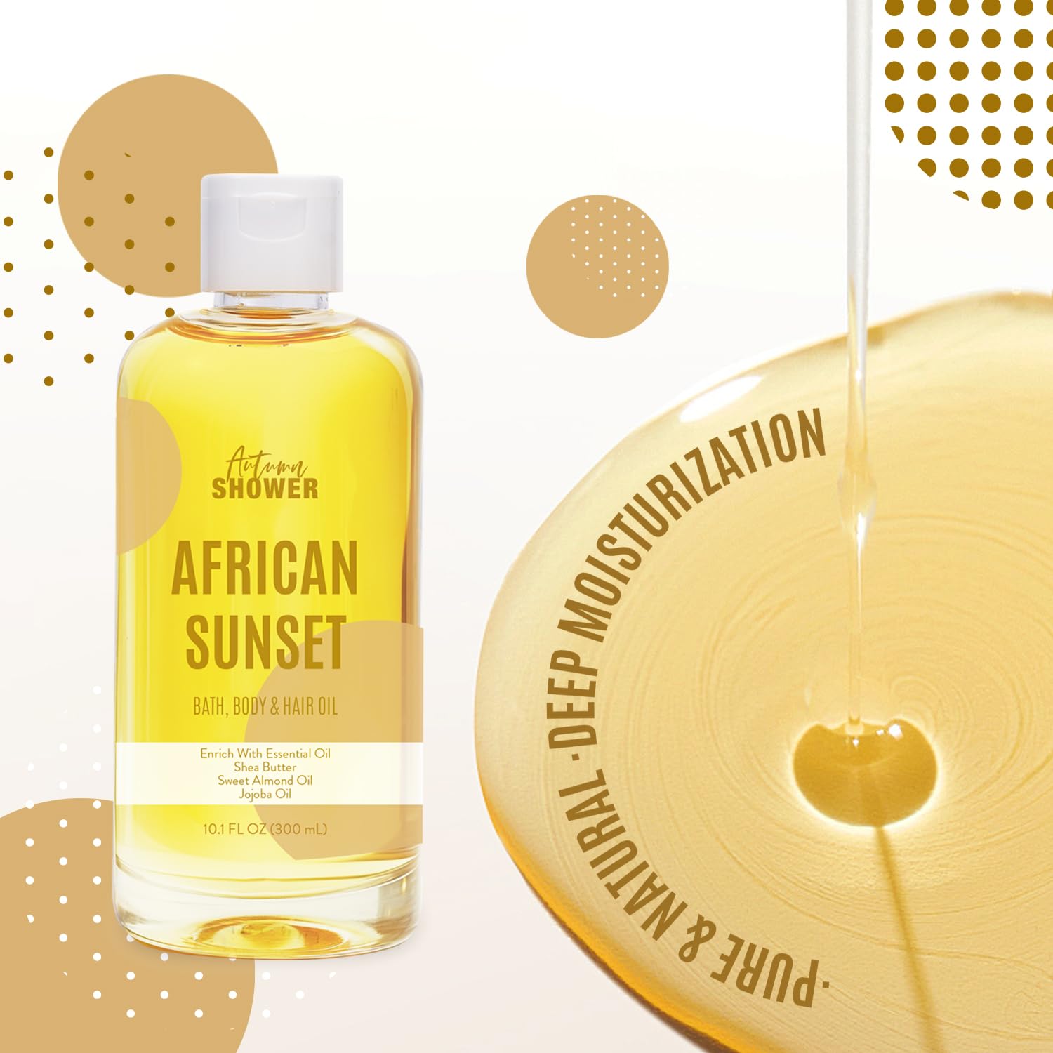 Autumn Shower Bath Oil Set – Sweet Almond, Lavender & Coconut, Multiuse Oil for Hair & Dry Skin (3 x 30 oz)