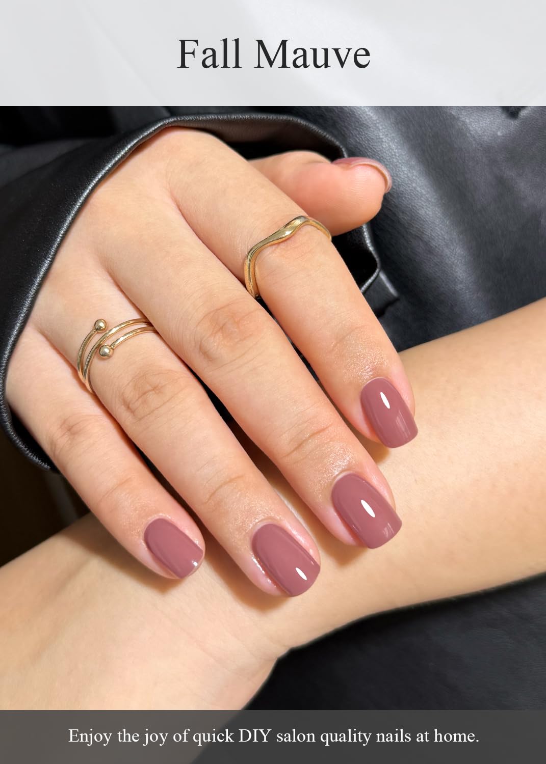 AutyaMee Semi Cured Gel Nail Strips – Fall Mauve, 30 Pcs, UV Light Required