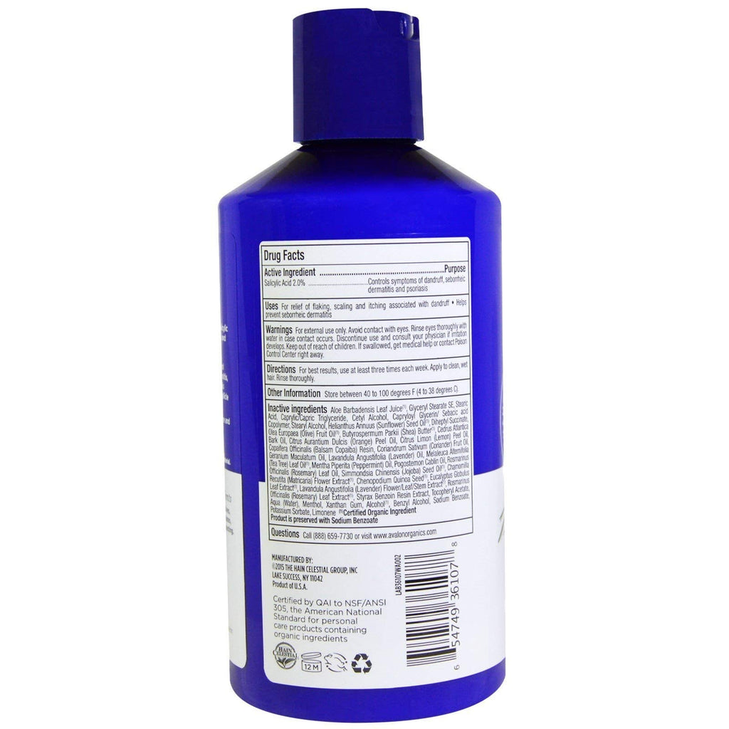 Avalon Organics Anti-Dandruff Shampoo & Conditioner Bundle - 2% Salicylic Acid, Aloe Vera, Tea Tree & Chamomile, 14 oz Each