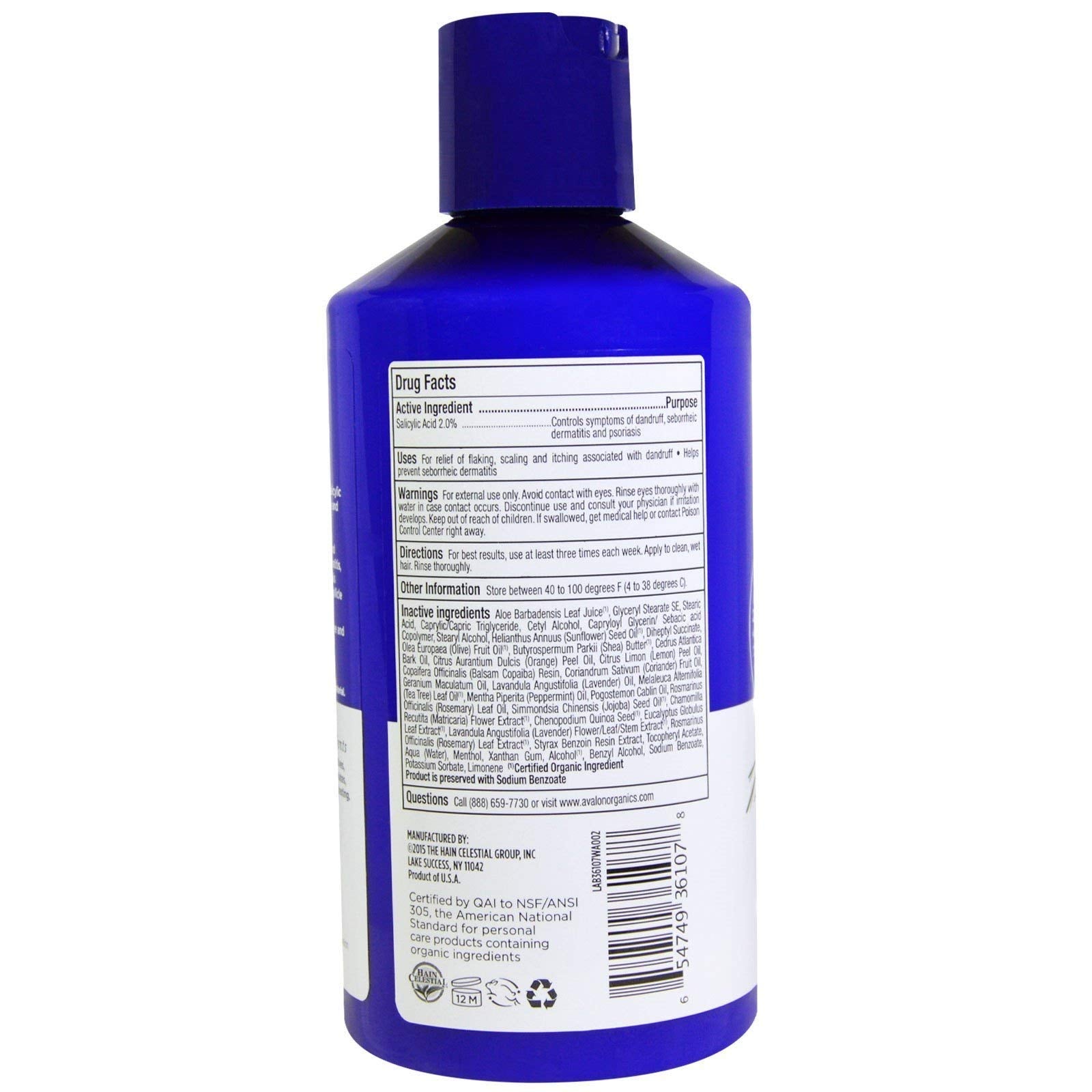 Avalon Organics Anti-Dandruff Shampoo & Conditioner Bundle - 2% Salicylic Acid, Aloe Vera, Tea Tree & Chamomile, 14 oz Each