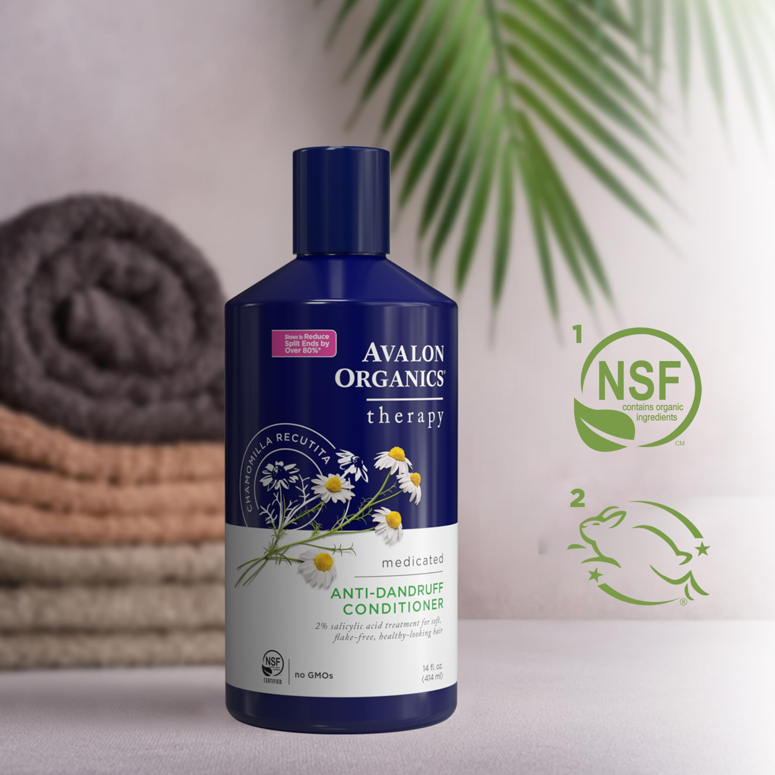 Avalon Organics Therapy Medicated Anti-Dandruff Conditioner – Soothing, Flake-Free Hair (14 oz)