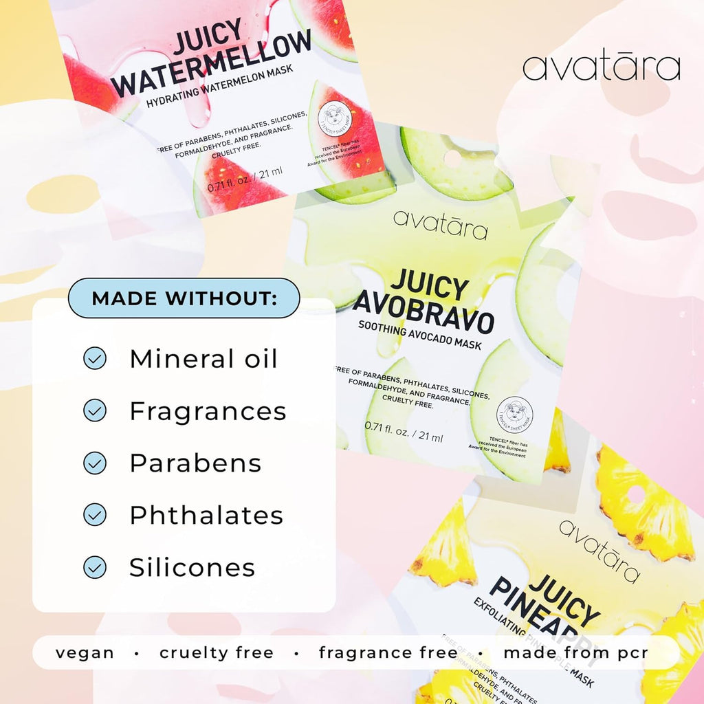 Avatara All-Stars 8-Pack Facial Sheet Masks | Clean Korean K-Beauty for Dry & Sensitive Skin (Fragrance-Free, Paraben-Free & Cruelty-Free)