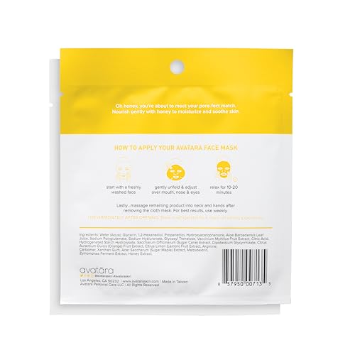 Avatara Bee My Honey Facial Mask – Hydrating Sheet Masks (5 Pack)