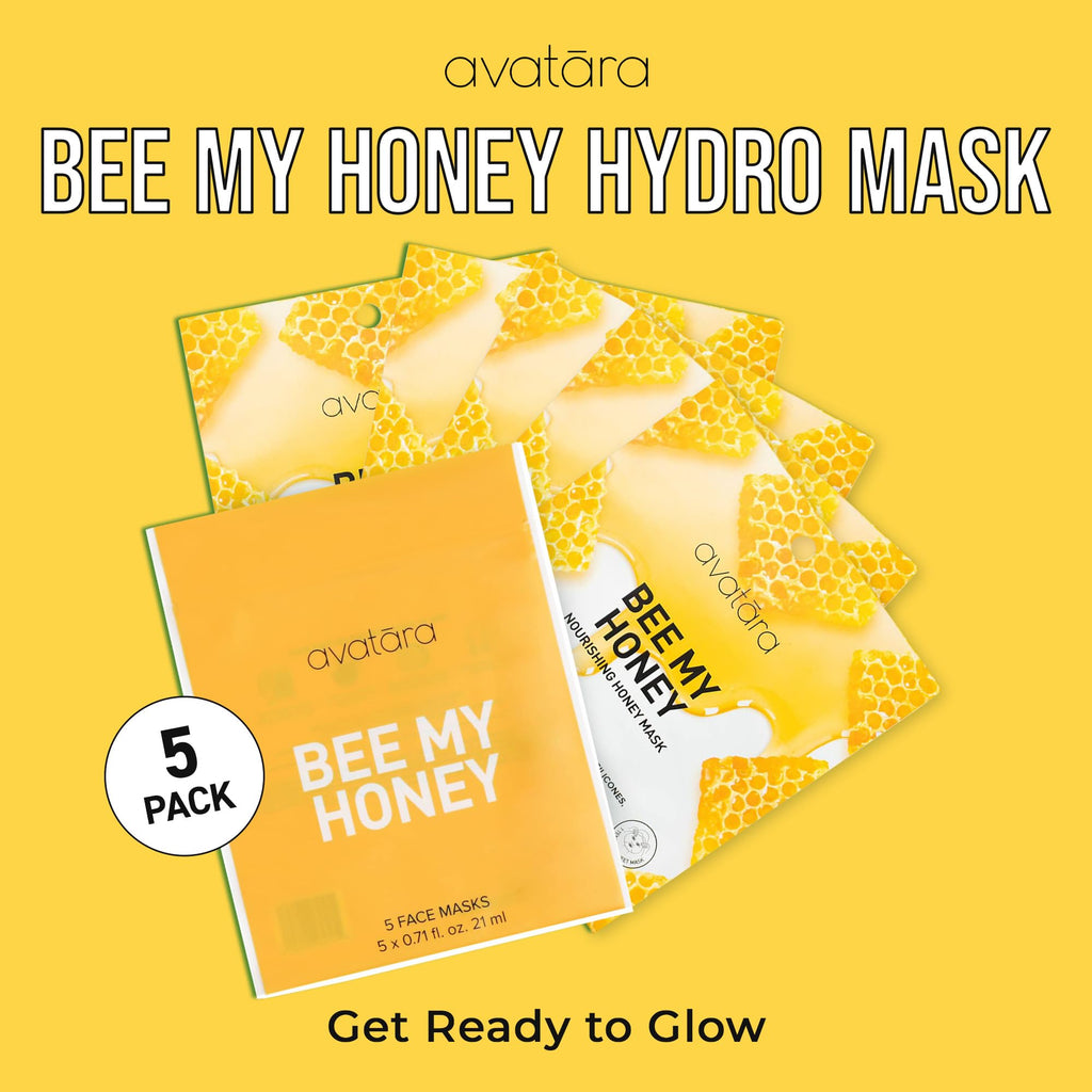 Avatara Bee My Honey Facial Mask – Hydrating Sheet Masks (5 Pack)