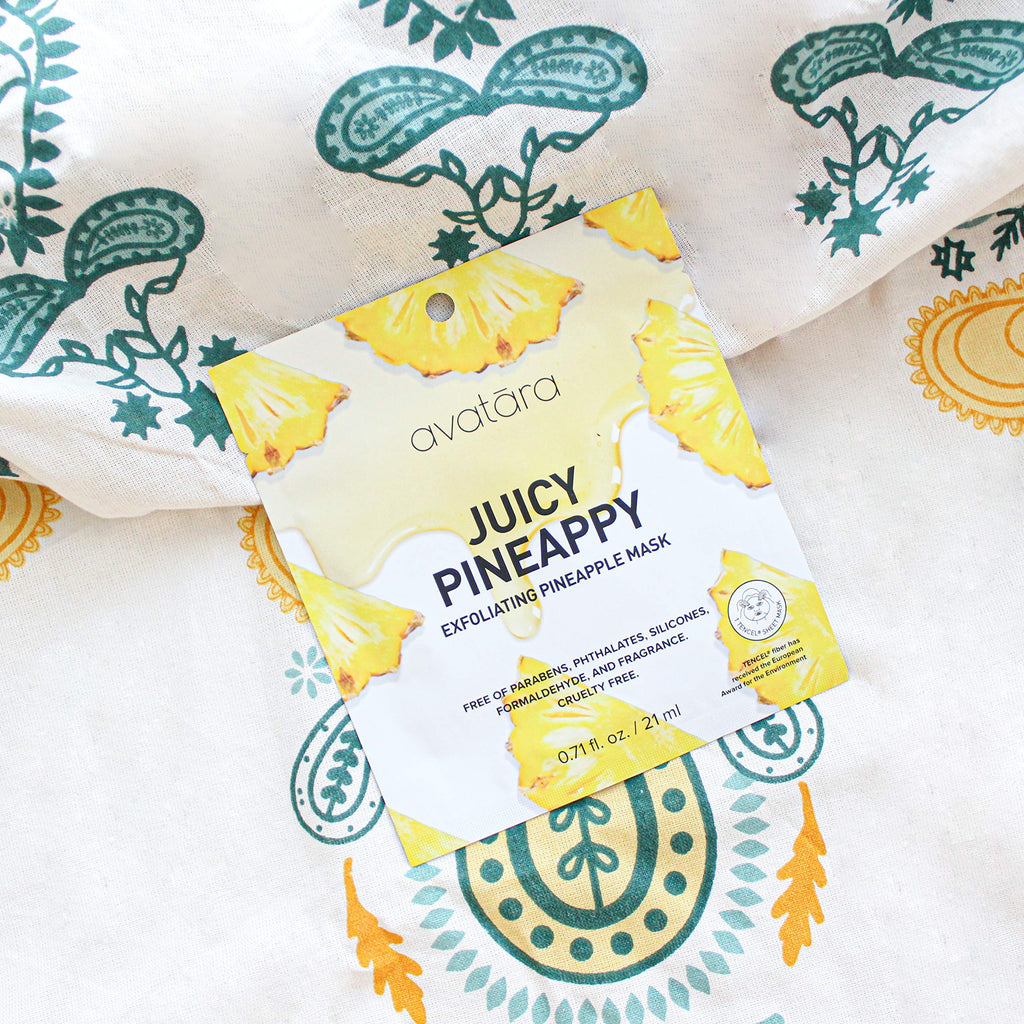 Avatara Juicy Pineappy Exfoliating Facial Mask – 15 Sheets | Pineapple Extracts & Clean Ingredients
