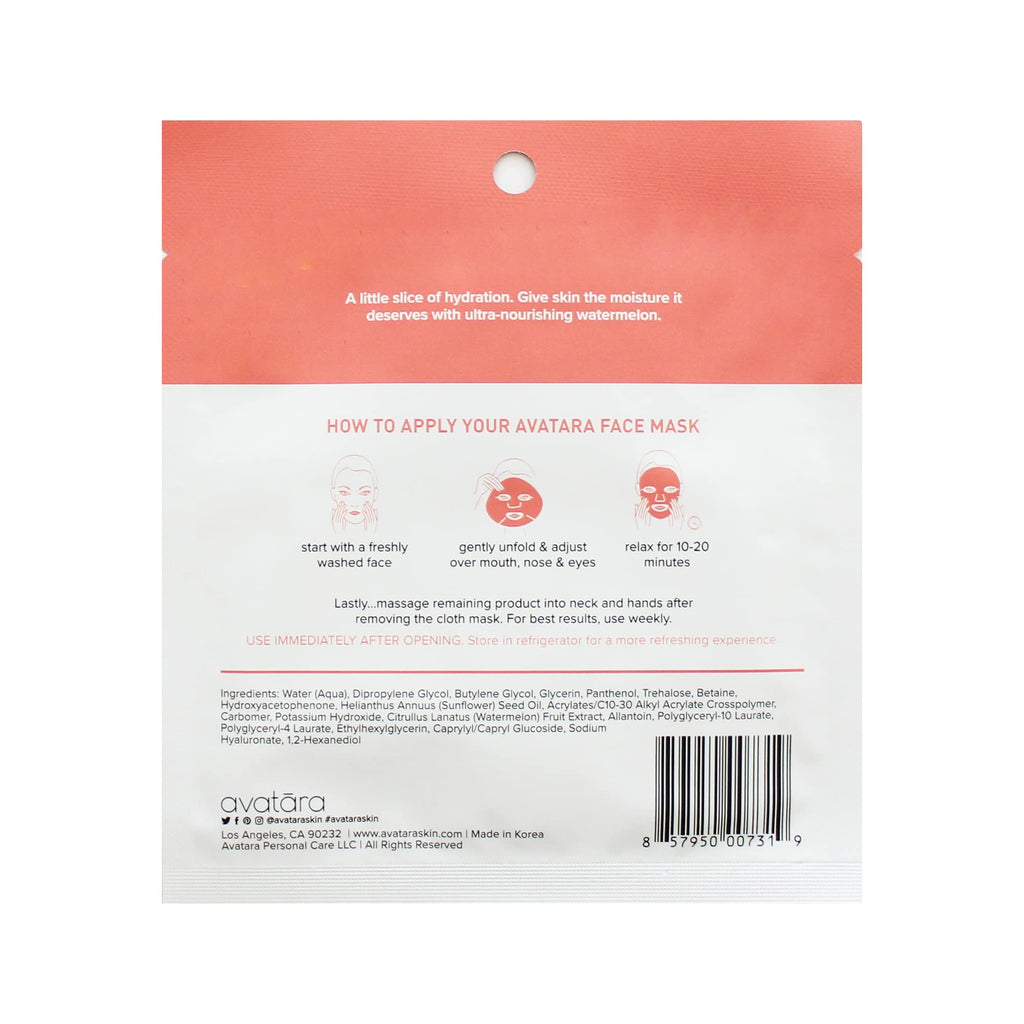Avatara Juicy Watermellow Facial Mask — Hydrating 15-Sheet Hydration & Glow