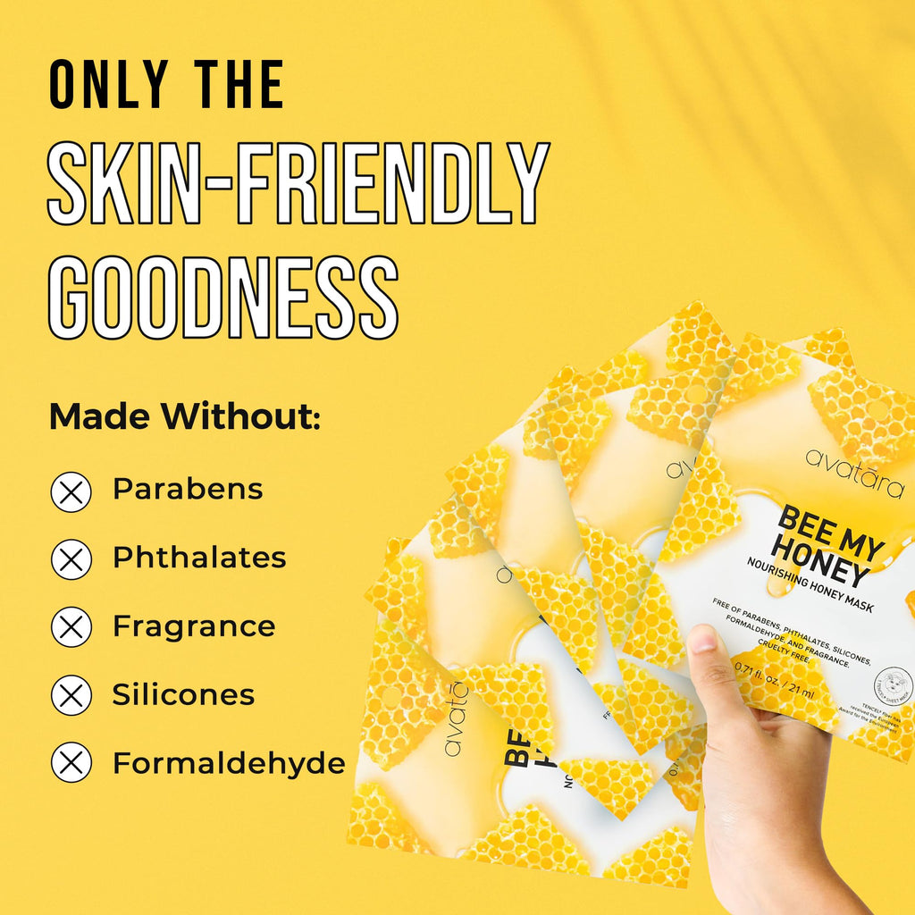 Avatara Bee My Honey Facial Mask – Hydrating Sheet Masks (5 Pack)