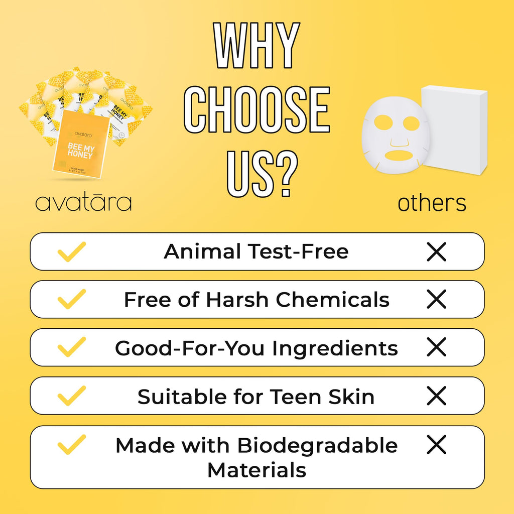 Avatara Bee My Honey Facial Mask – Hydrating Sheet Masks (5 Pack)