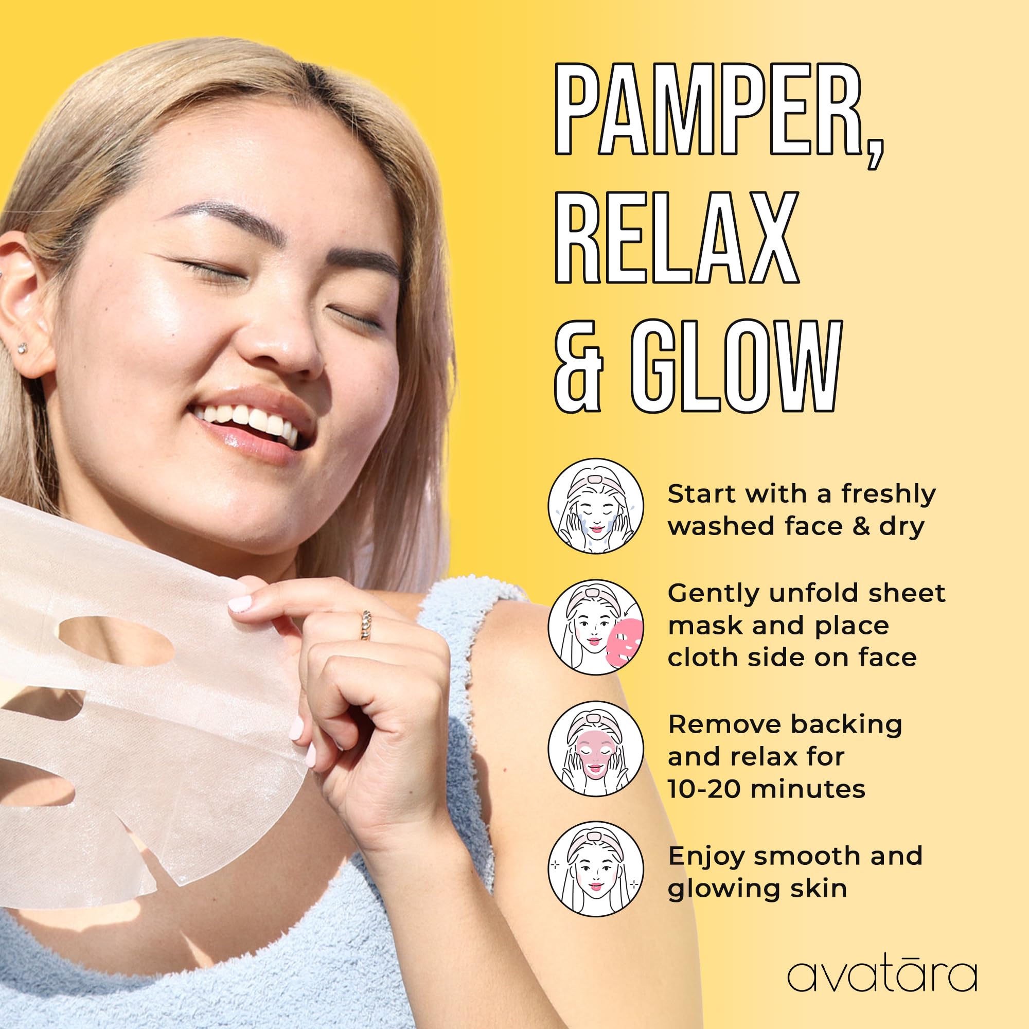 Avatara Bee My Honey Facial Mask – Hydrating Sheet Masks (5 Pack)