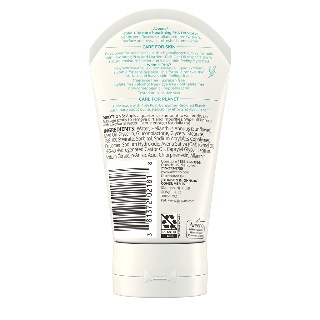 Aveeno Calm and Restore PHA Exfoliator for Sensitive Skin – Fragrance-Free, Non-Abrasive