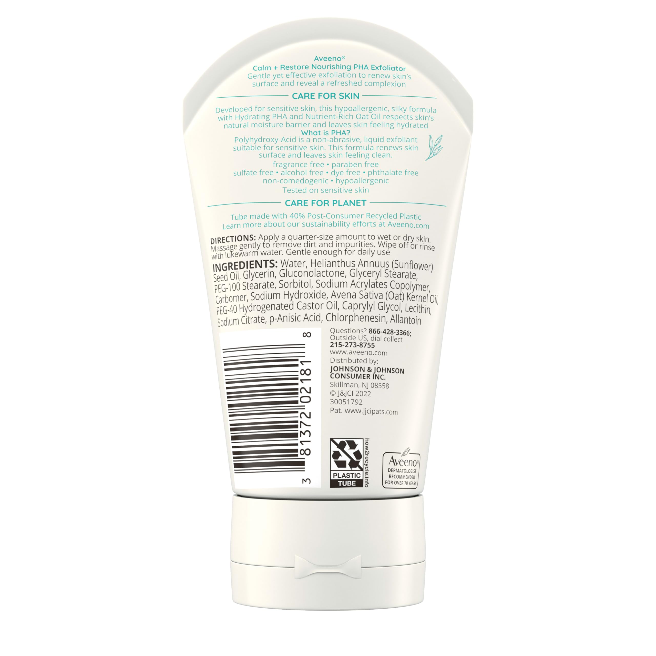 Aveeno Calm and Restore PHA Exfoliator for Sensitive Skin – Fragrance-Free, Non-Abrasive