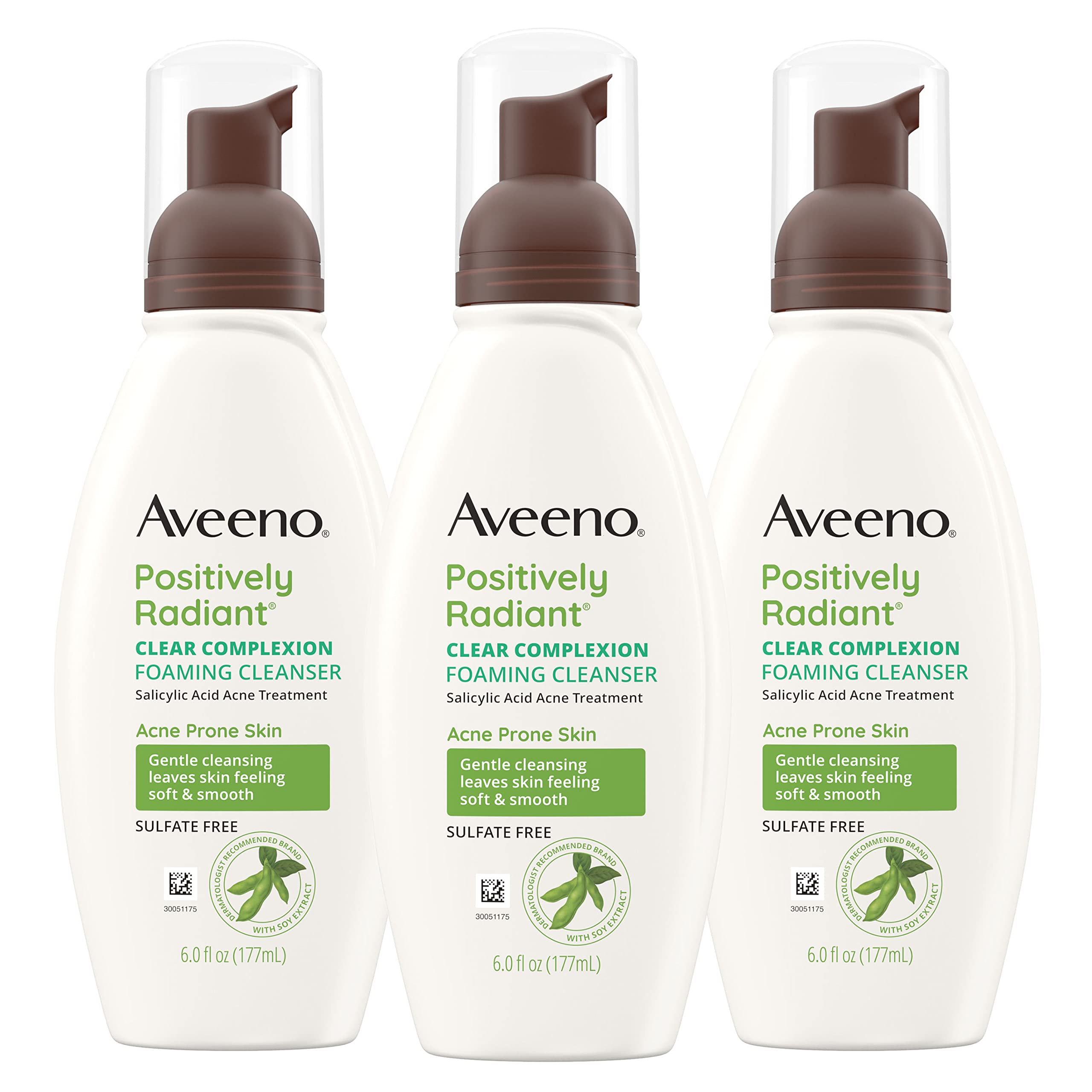 Aveeno Clear Complexion Foaming Cleanser with Salicylic Acid — 3-Pack, Oil-Free