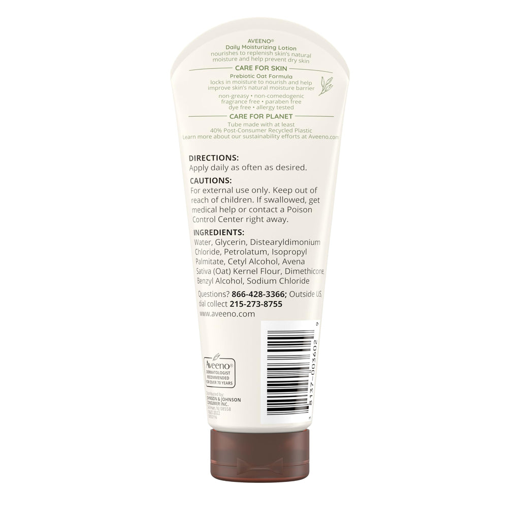Aveeno Daily Moisturizing Fragrance Free Body Lotion with Prebiotic Oat — 3 x 2.5 fl oz Travel Size