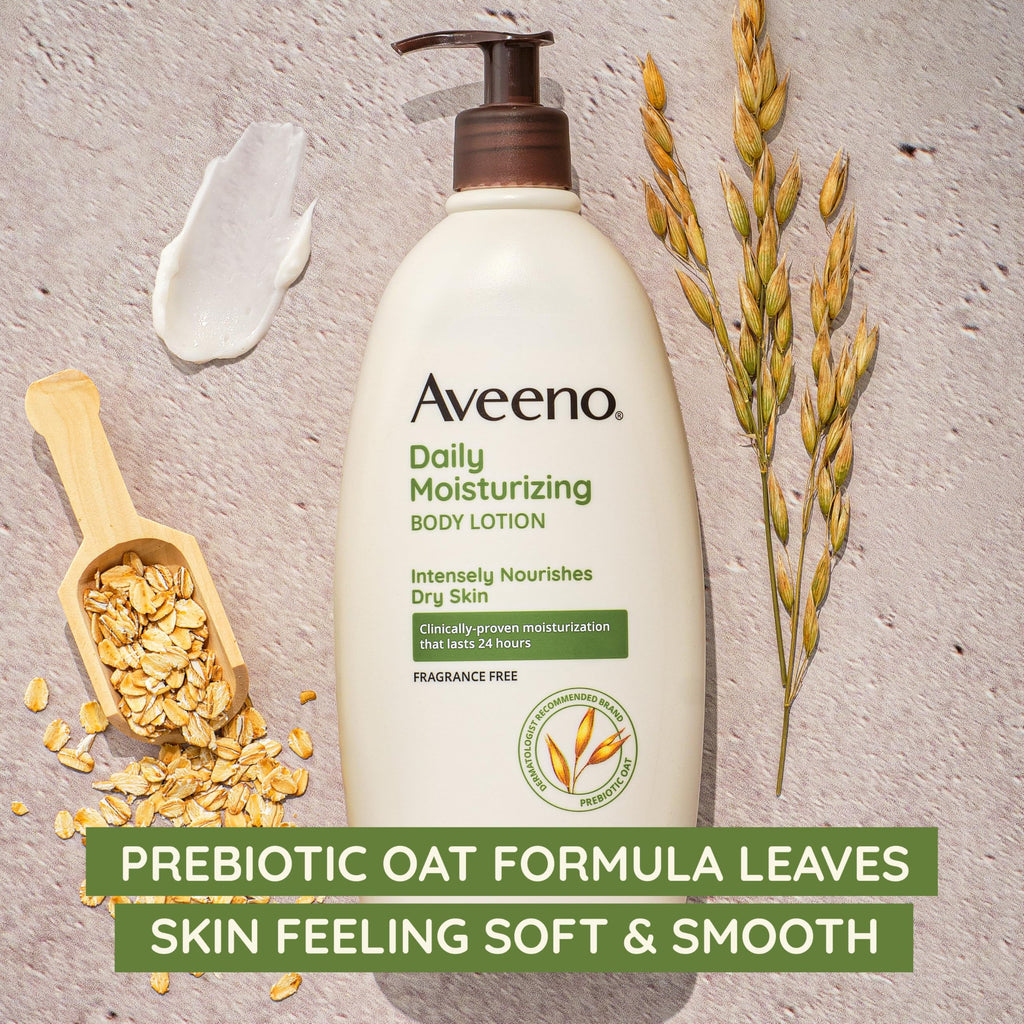 Aveeno Daily Moisturizing Fragrance Free Body Lotion with Prebiotic Oat — 3 x 2.5 fl oz Travel Size